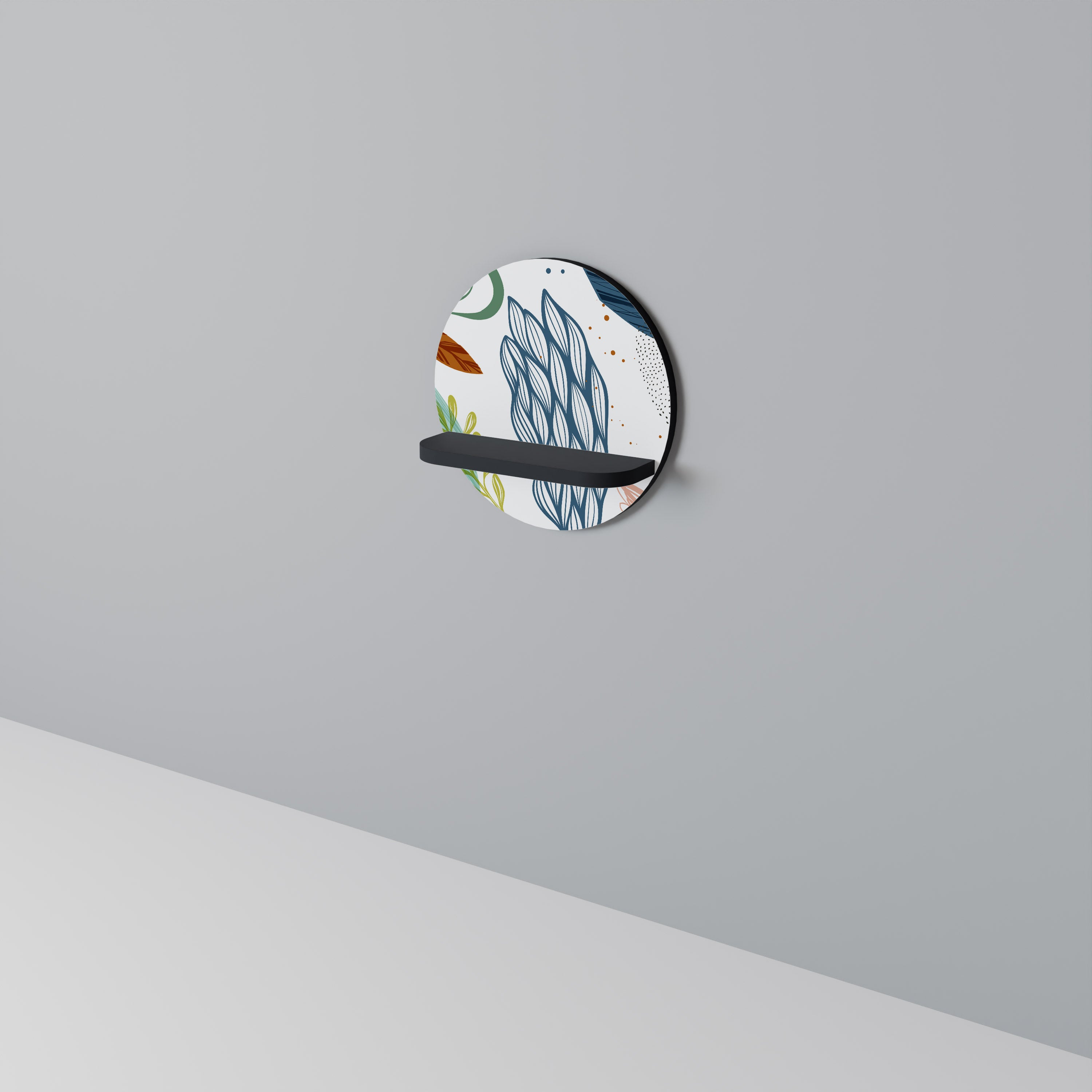 BOTANICAL HURRICANE Półka okrągła Czarna