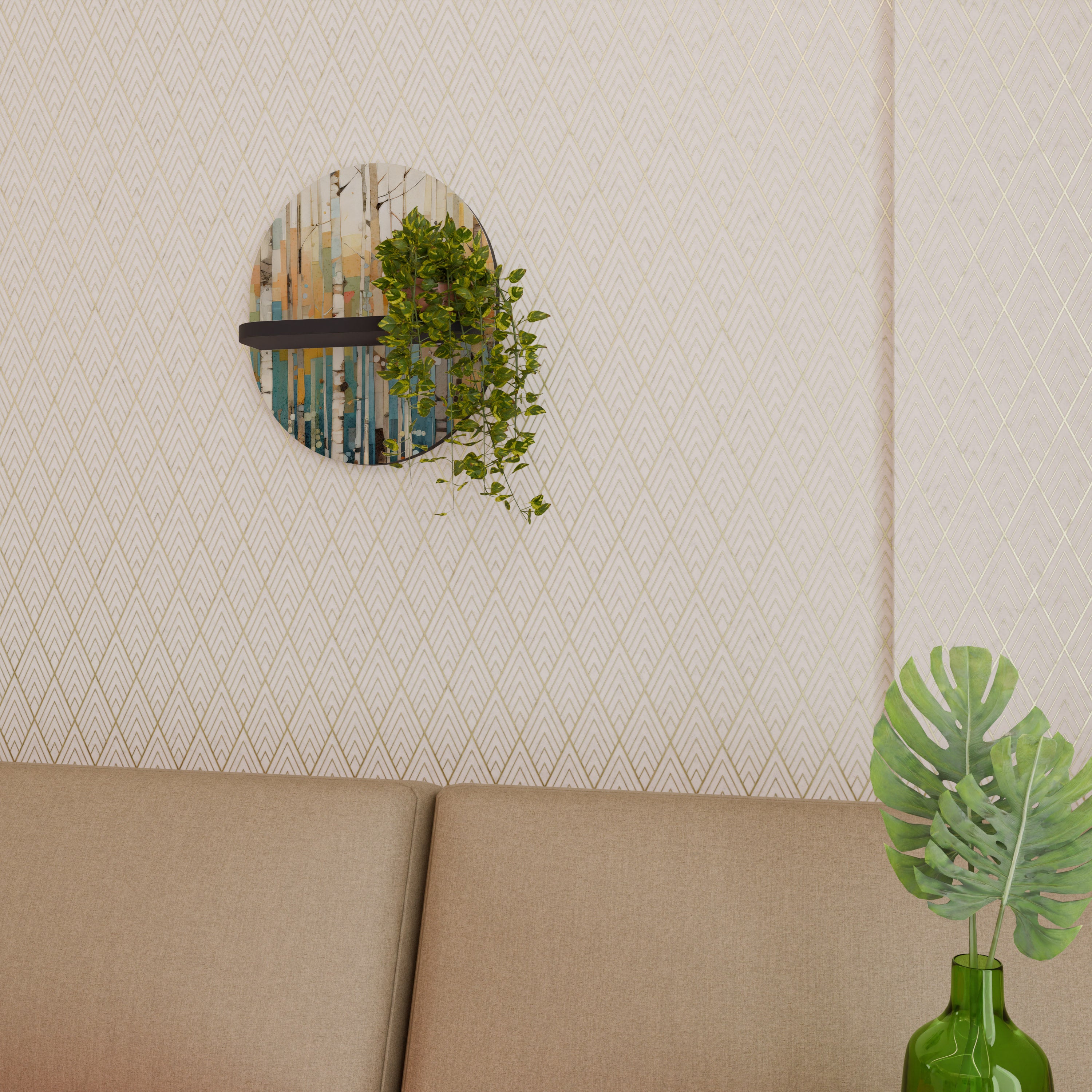 BIRCH KALEIDOSCOPE Półka owalna Czarna