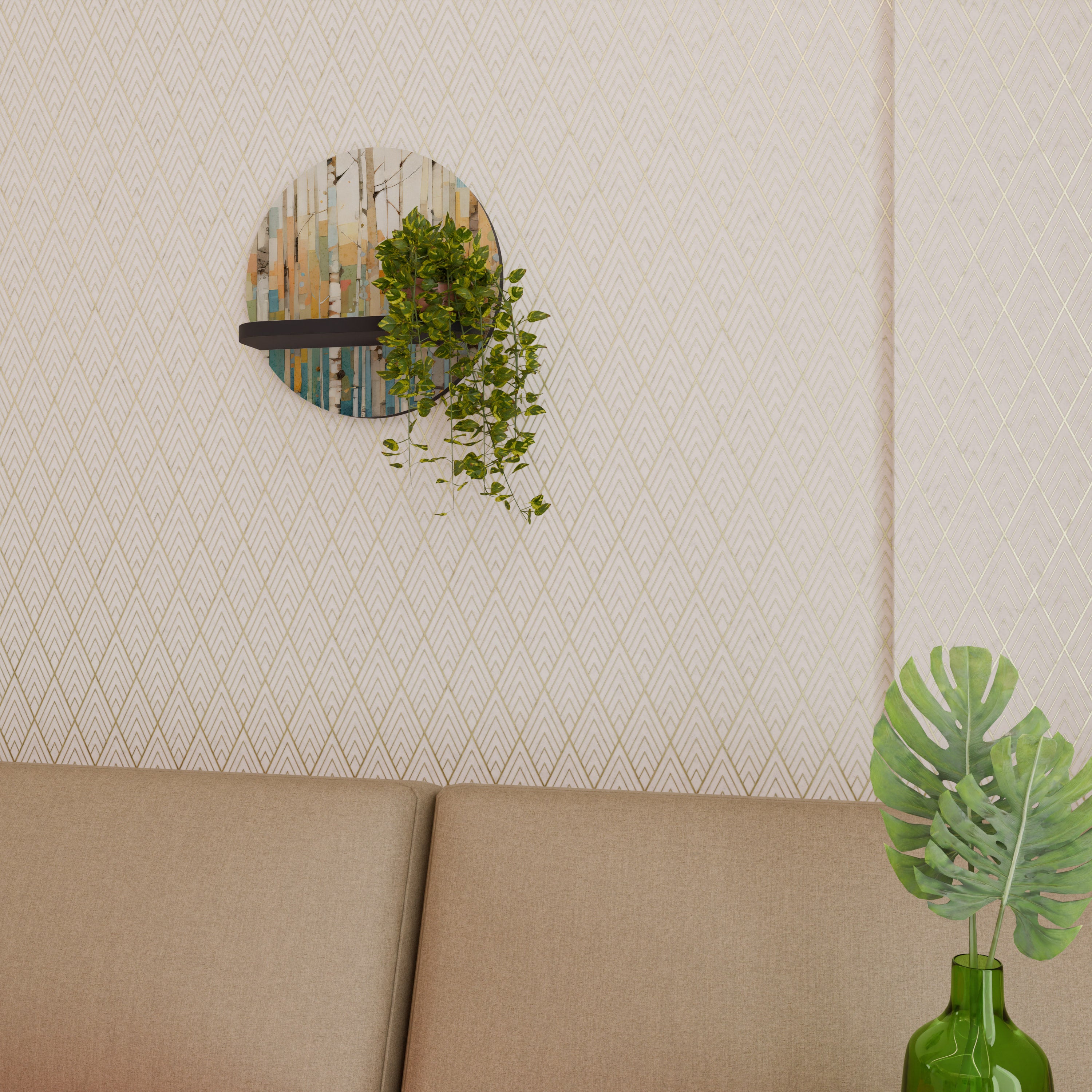 BIRCH KALEIDOSCOPE Półka okrągła Czarna