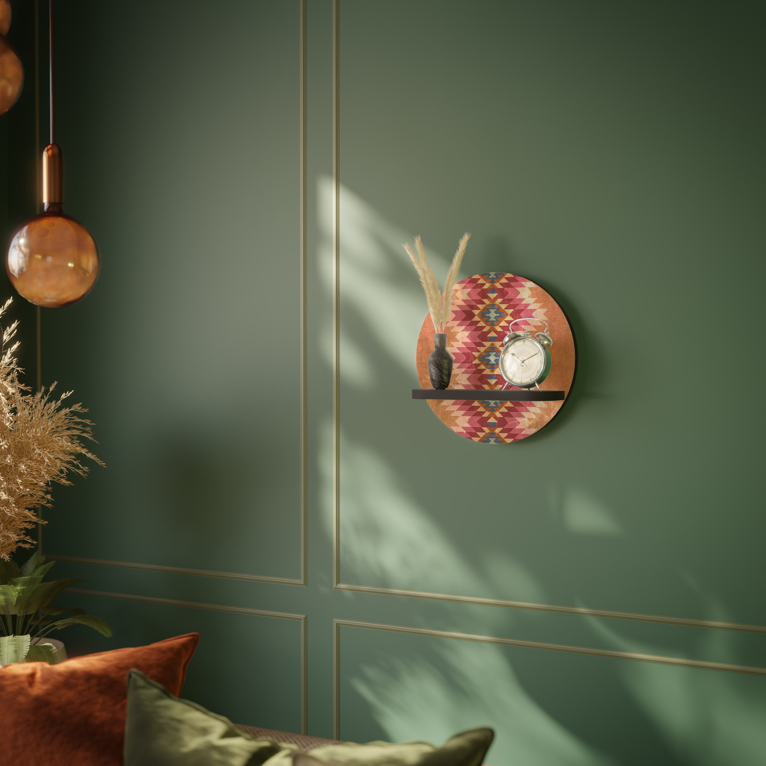 INDIAN FOLK Półka okrągła Czarna