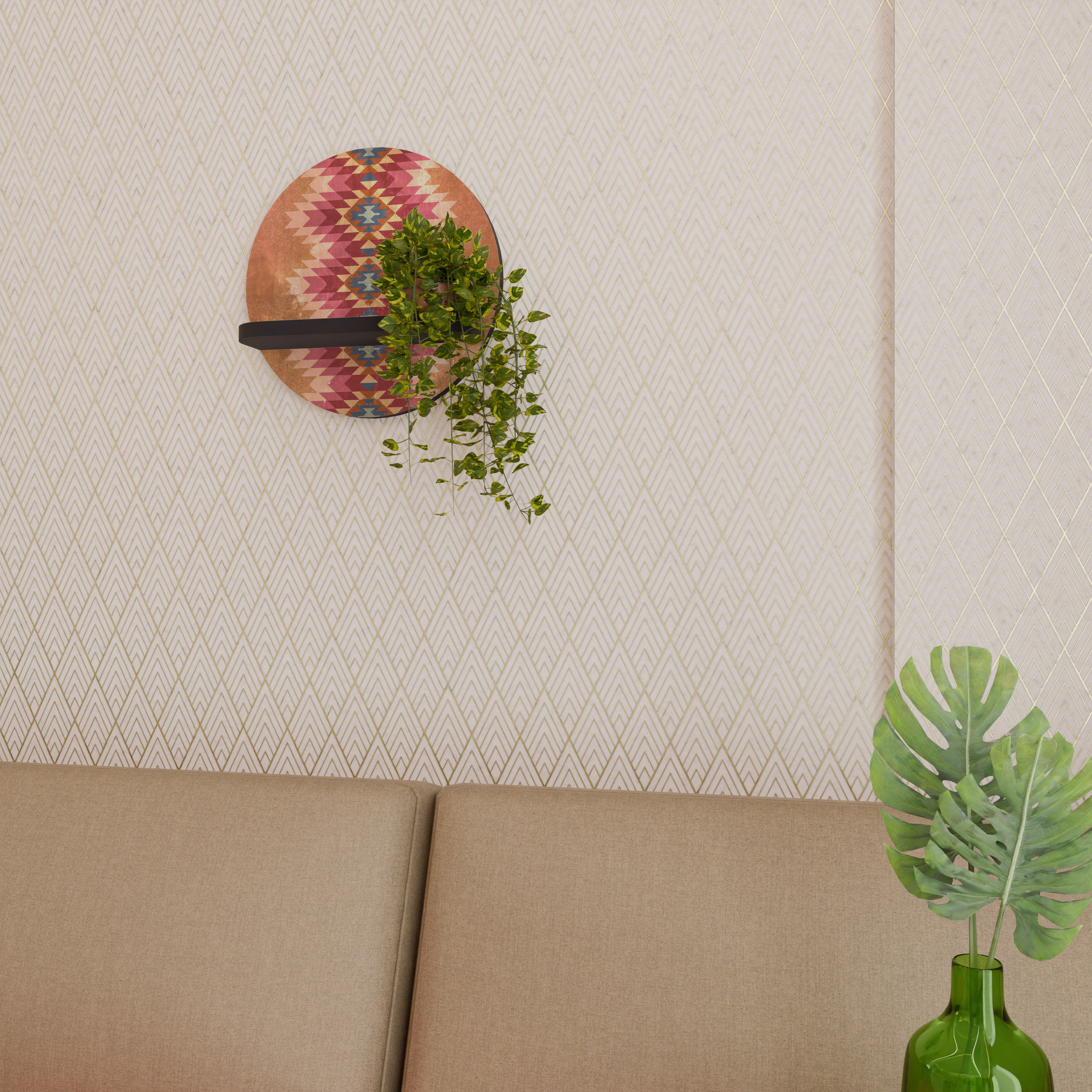 INDIAN FOLK Półka okrągła Czarna