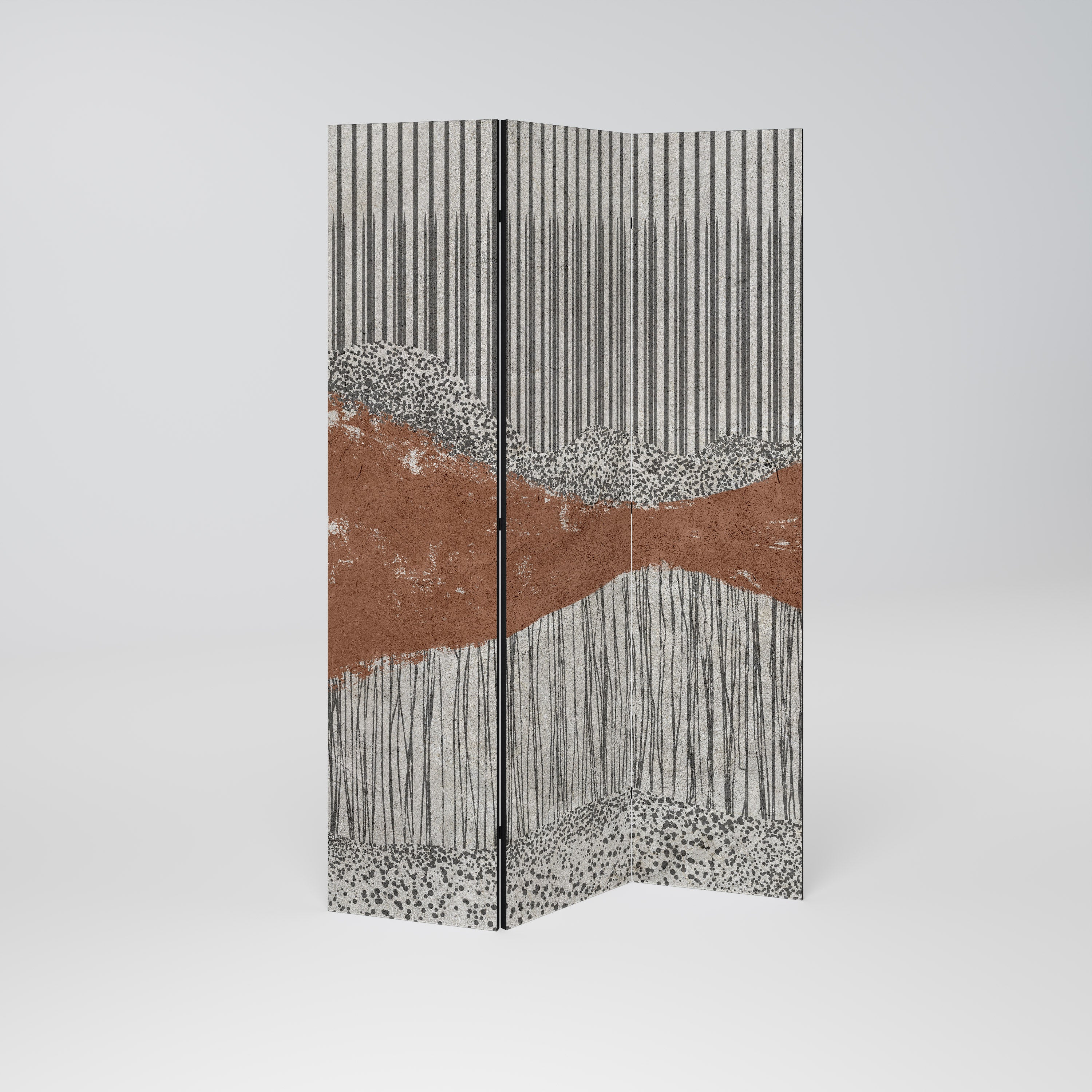 STRIPED TERRAIN Dekoracyjny parawan 3-skrzydłowy