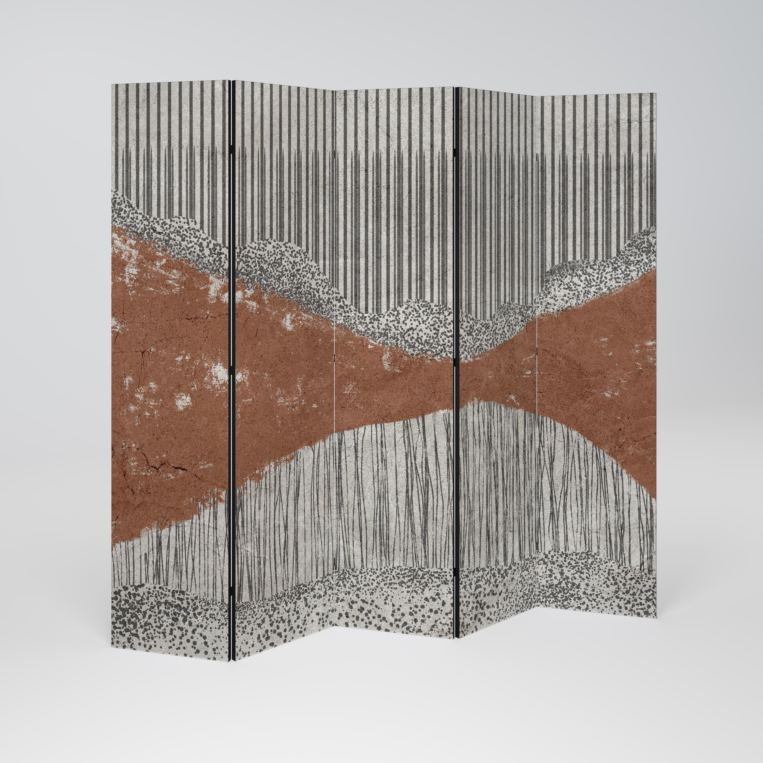 STRIPED TERRAIN Dekoracyjny parawan 5-skrzydłowy