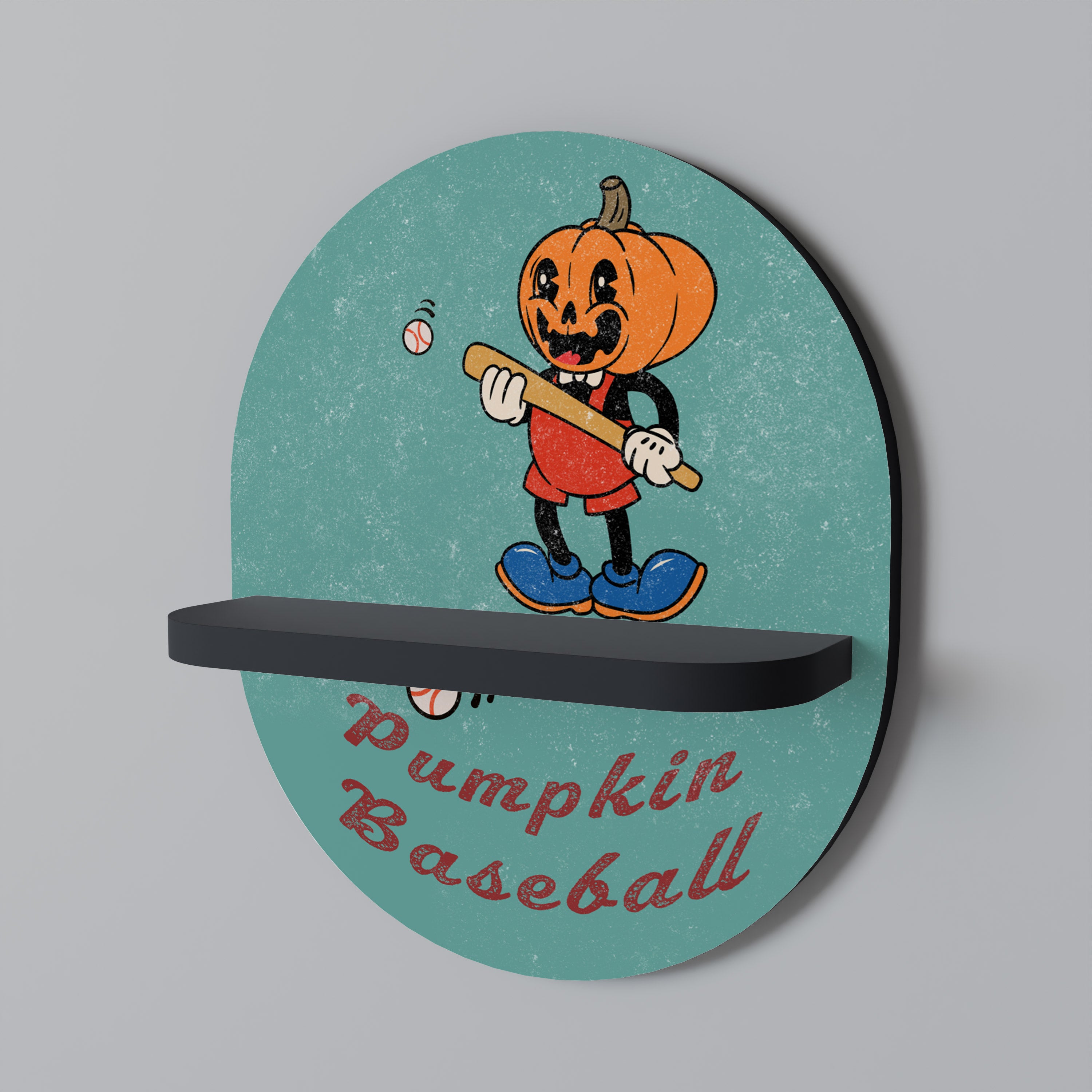 PUMPKIN BASEBALL Półka owalna Czarna