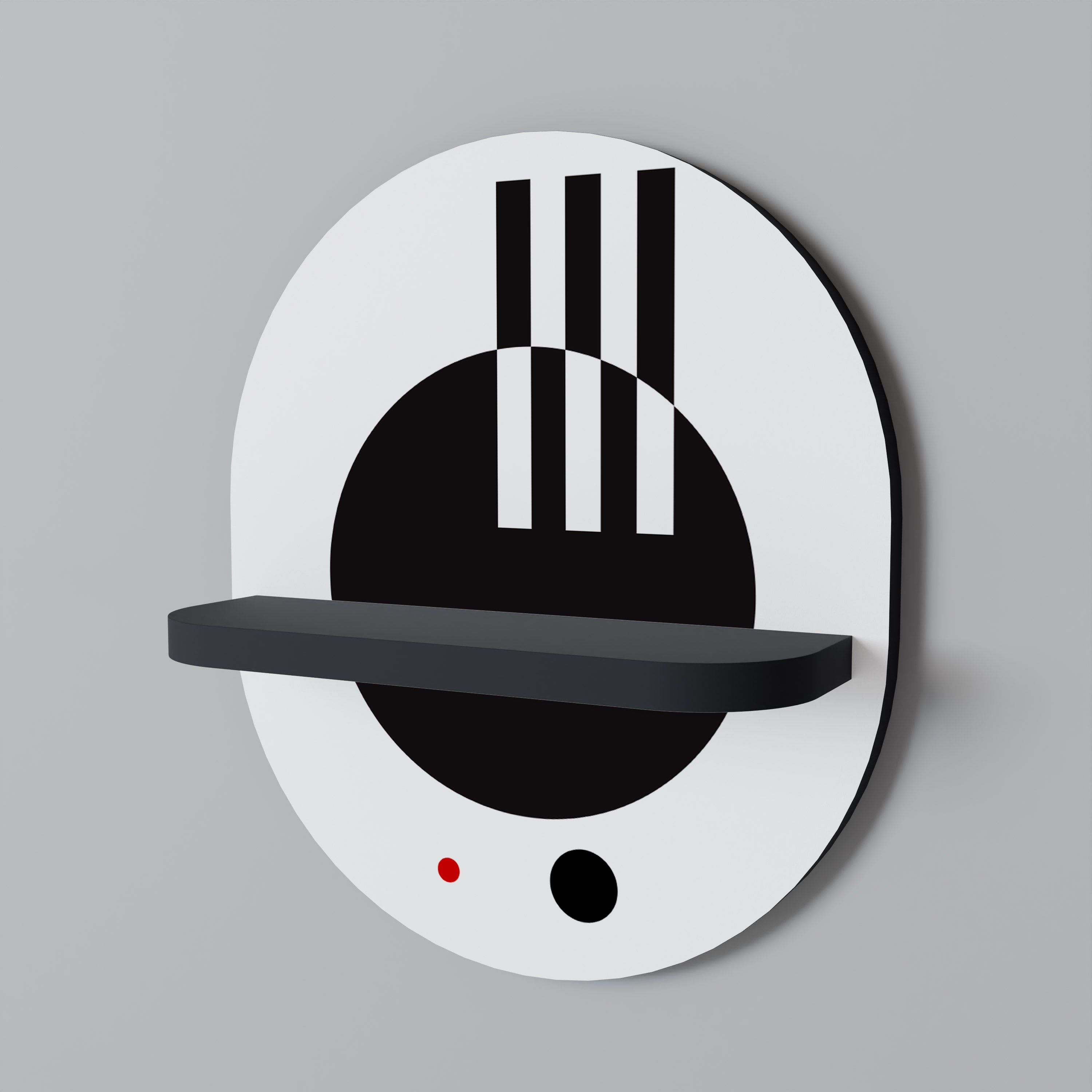 BLACK AND WHITE COMBINATION Półka owalna Czarna