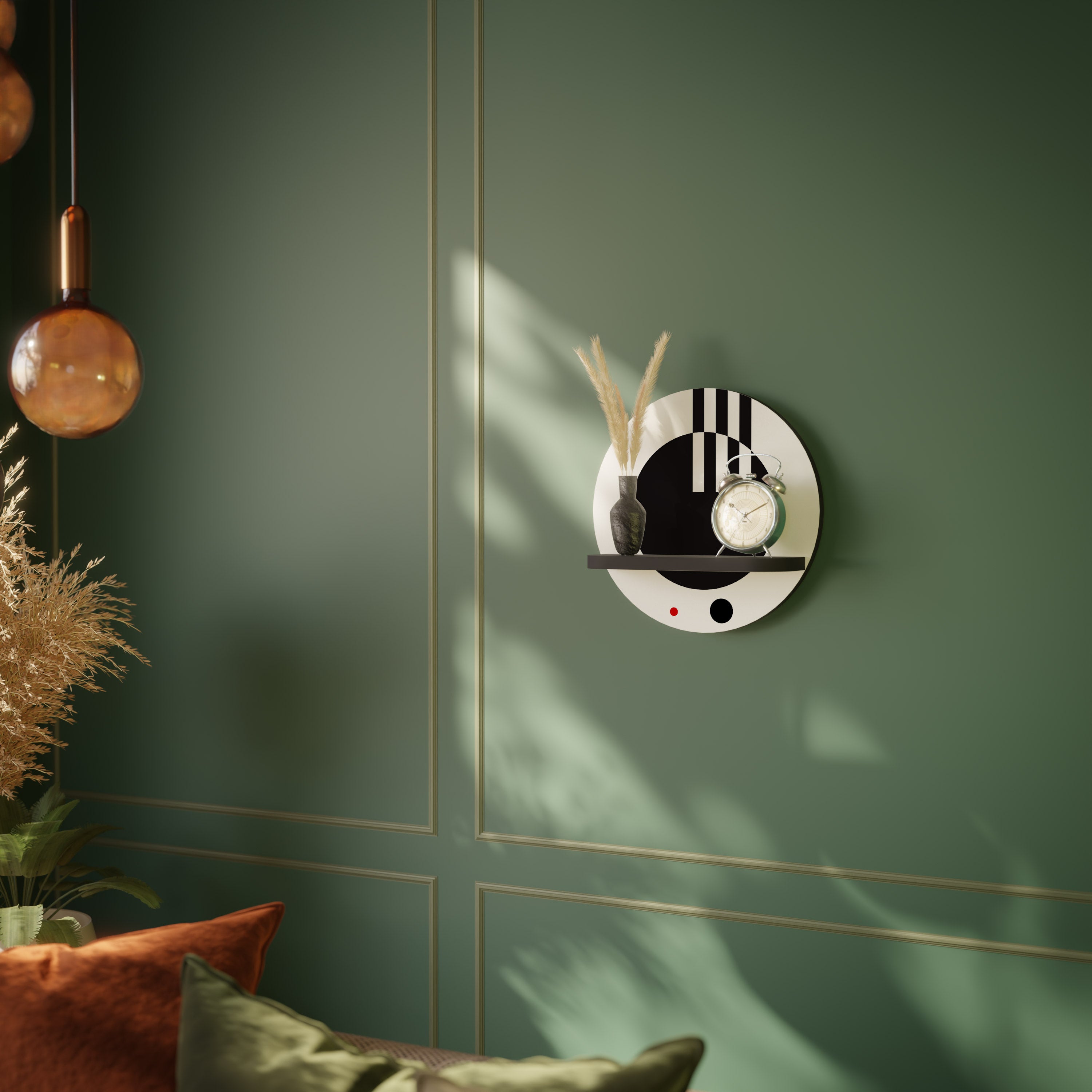 BLACK AND WHITE COMBINATION Półka okrągła Czarna