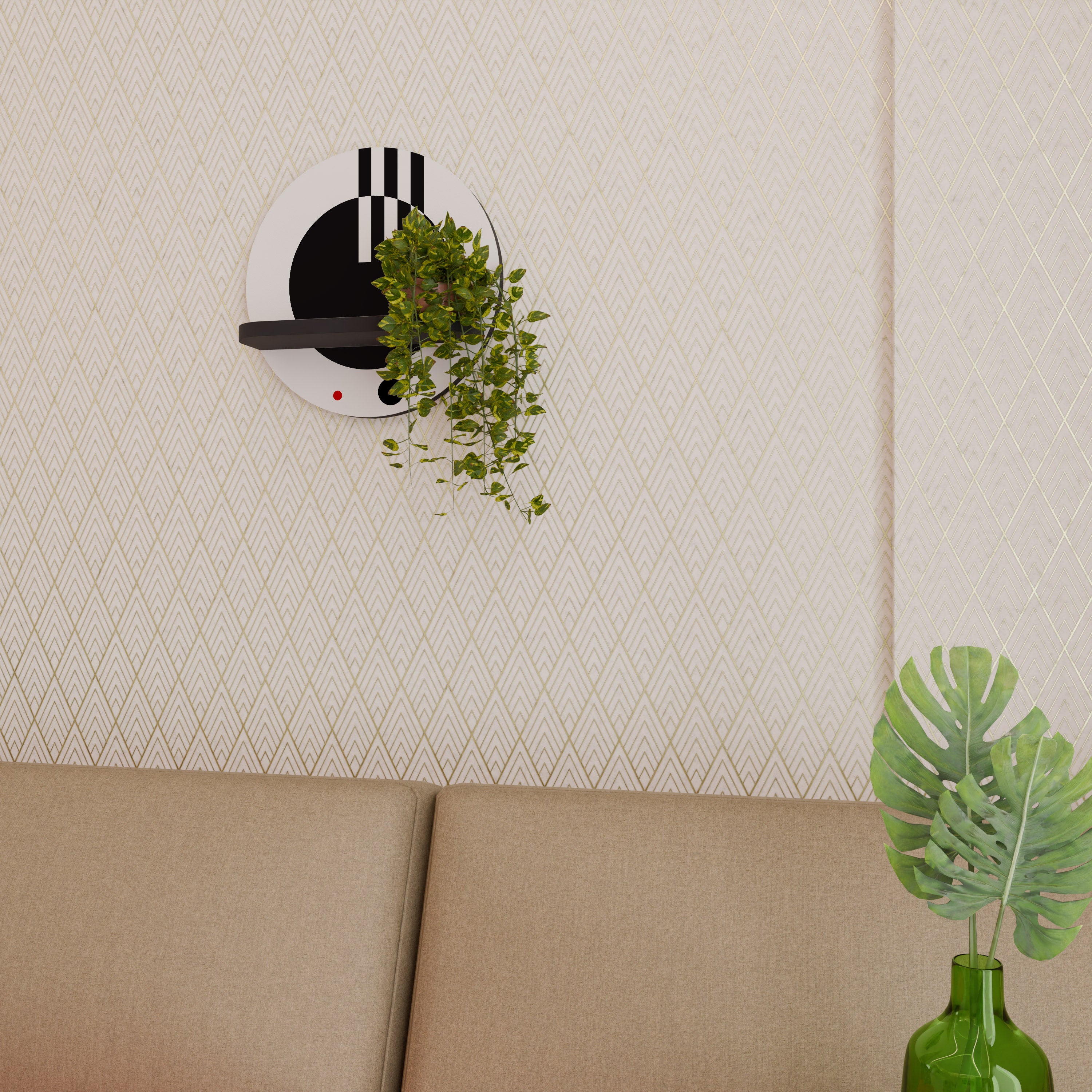 BLACK AND WHITE COMBINATION Półka okrągła Czarna