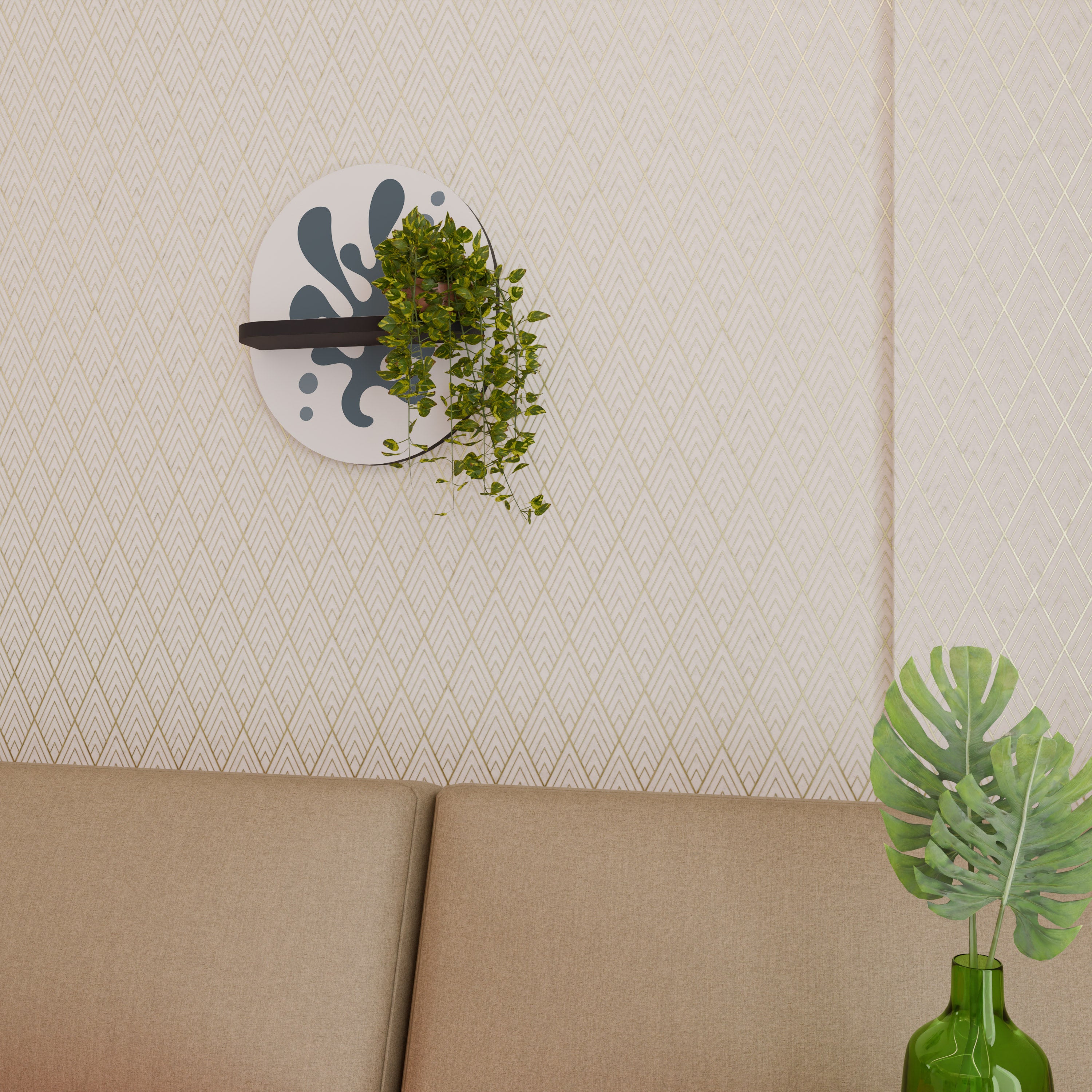 WONDERLAND VEGETATION Półka owalna Czarna