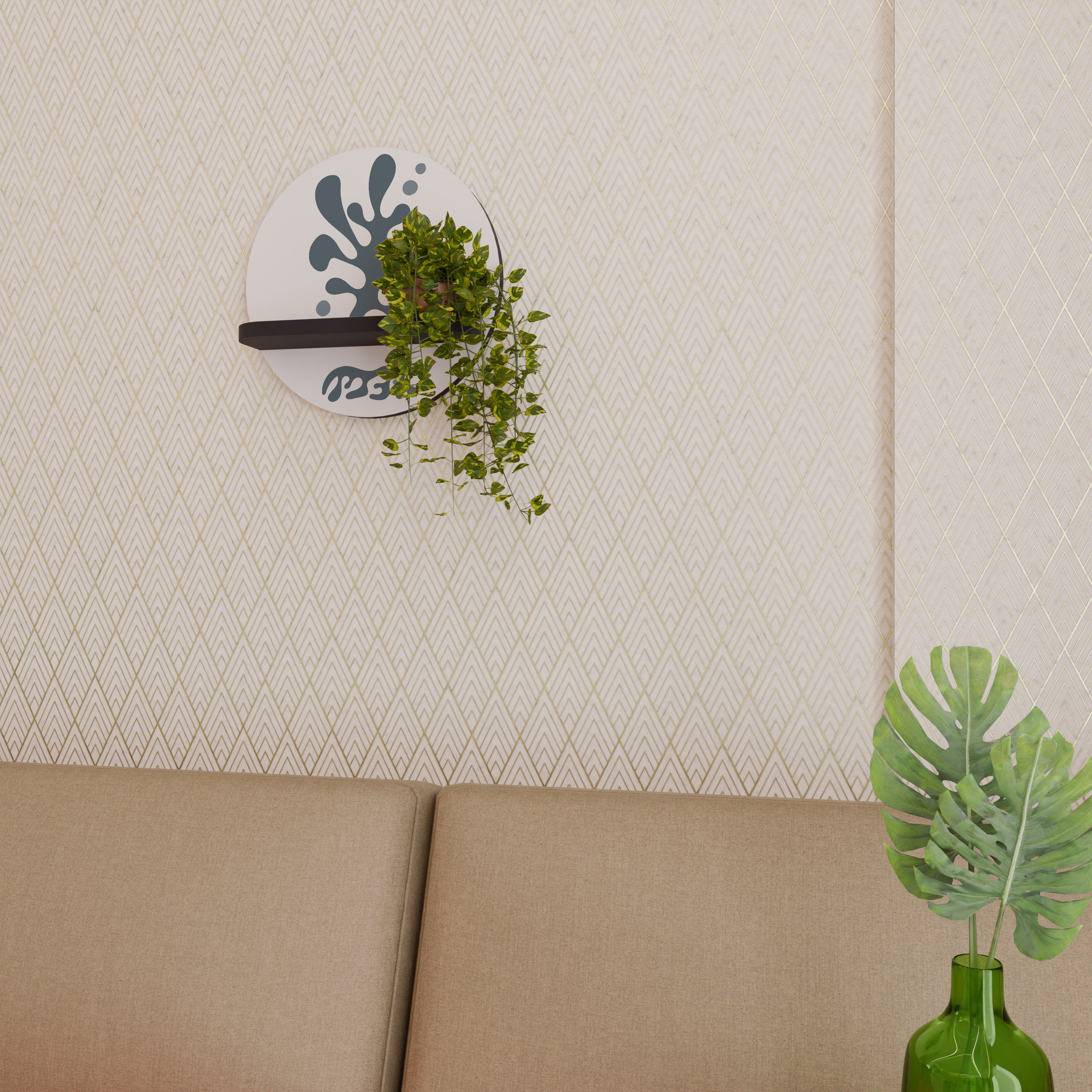 WONDERLAND VEGETATION Półka okrągła Czarna