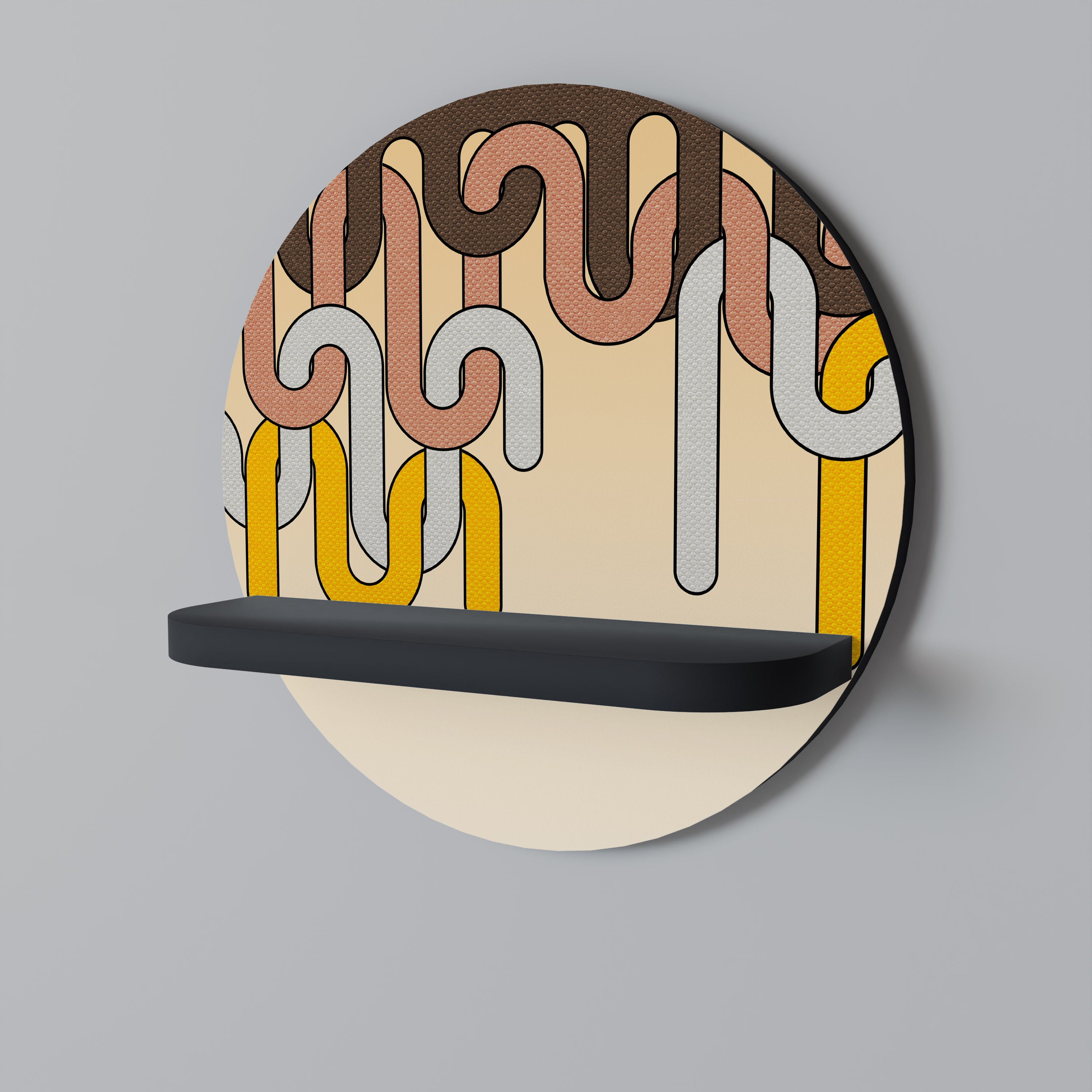 COLORFUL STRINGS Półka okrągła Czarna