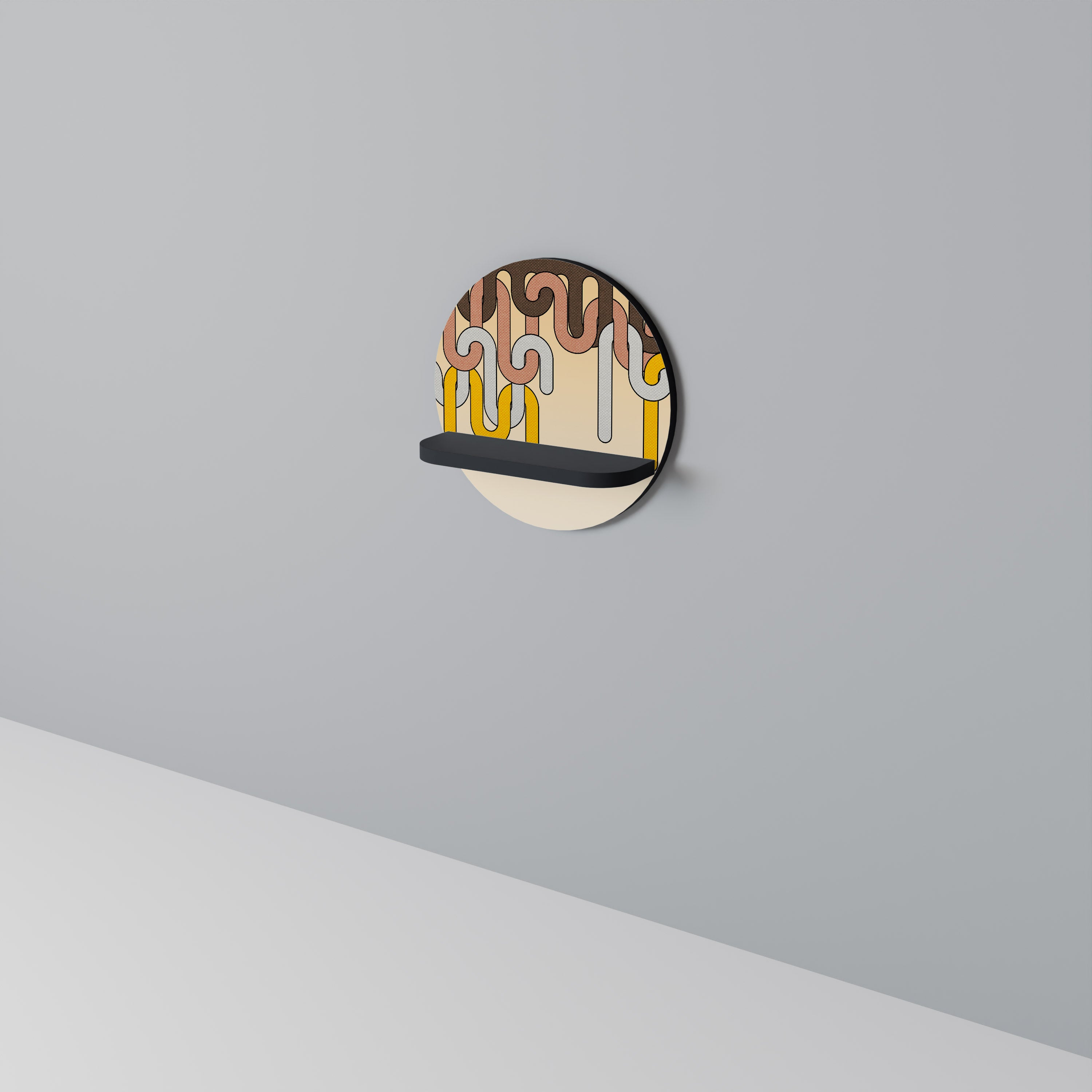 COLORFUL STRINGS Półka okrągła Czarna