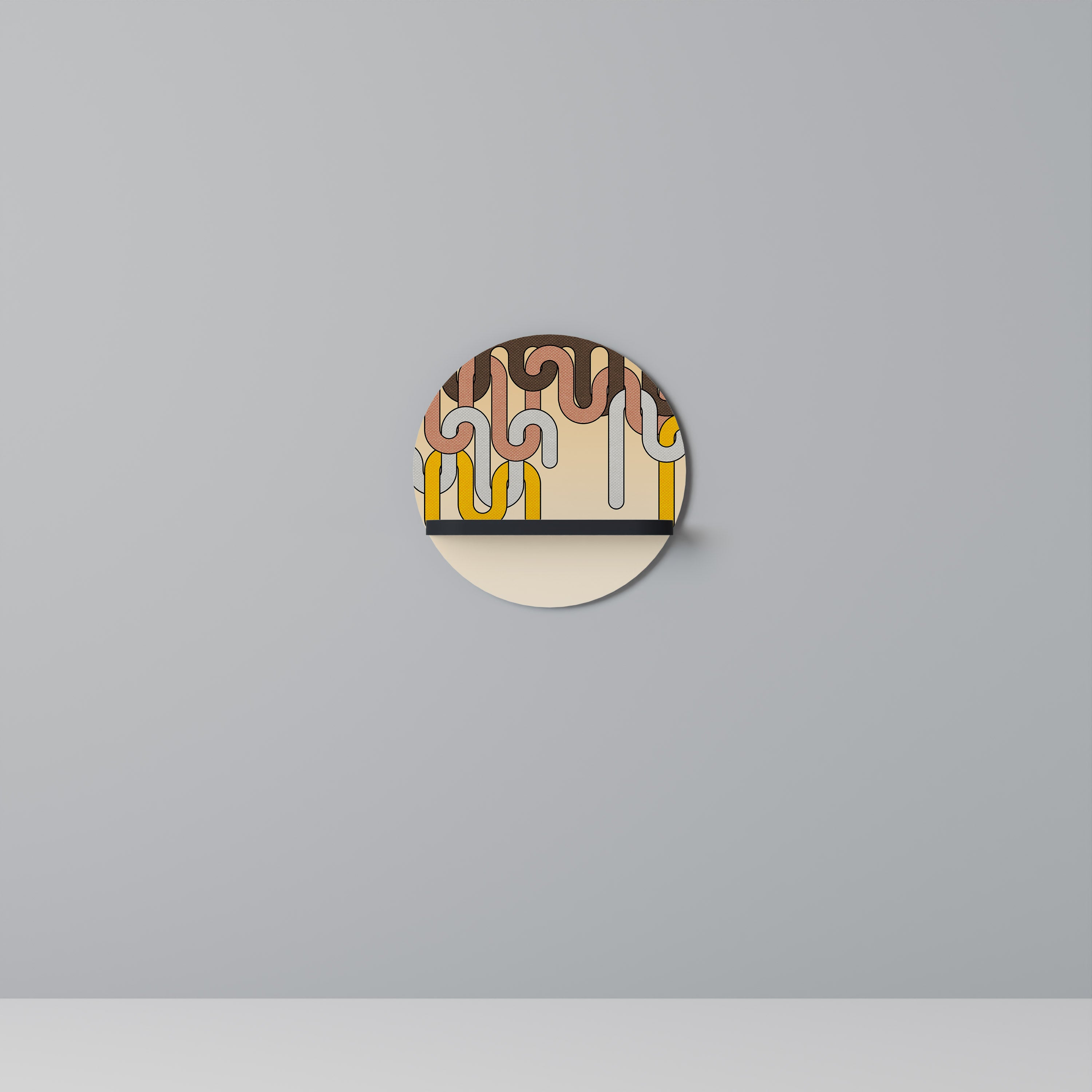 COLORFUL STRINGS Półka okrągła Czarna