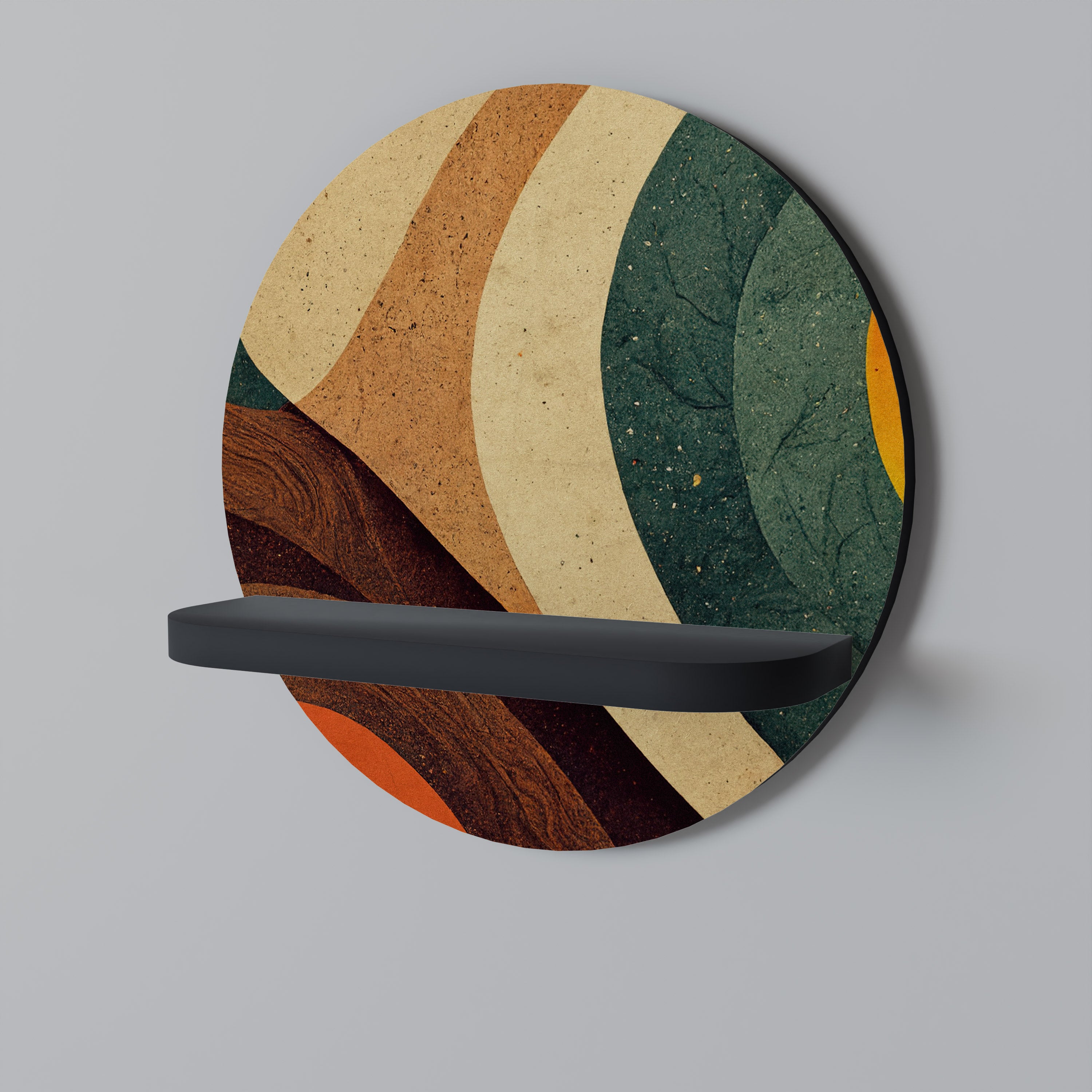 COLORFUL STRANDS Półka okrągła Czarna