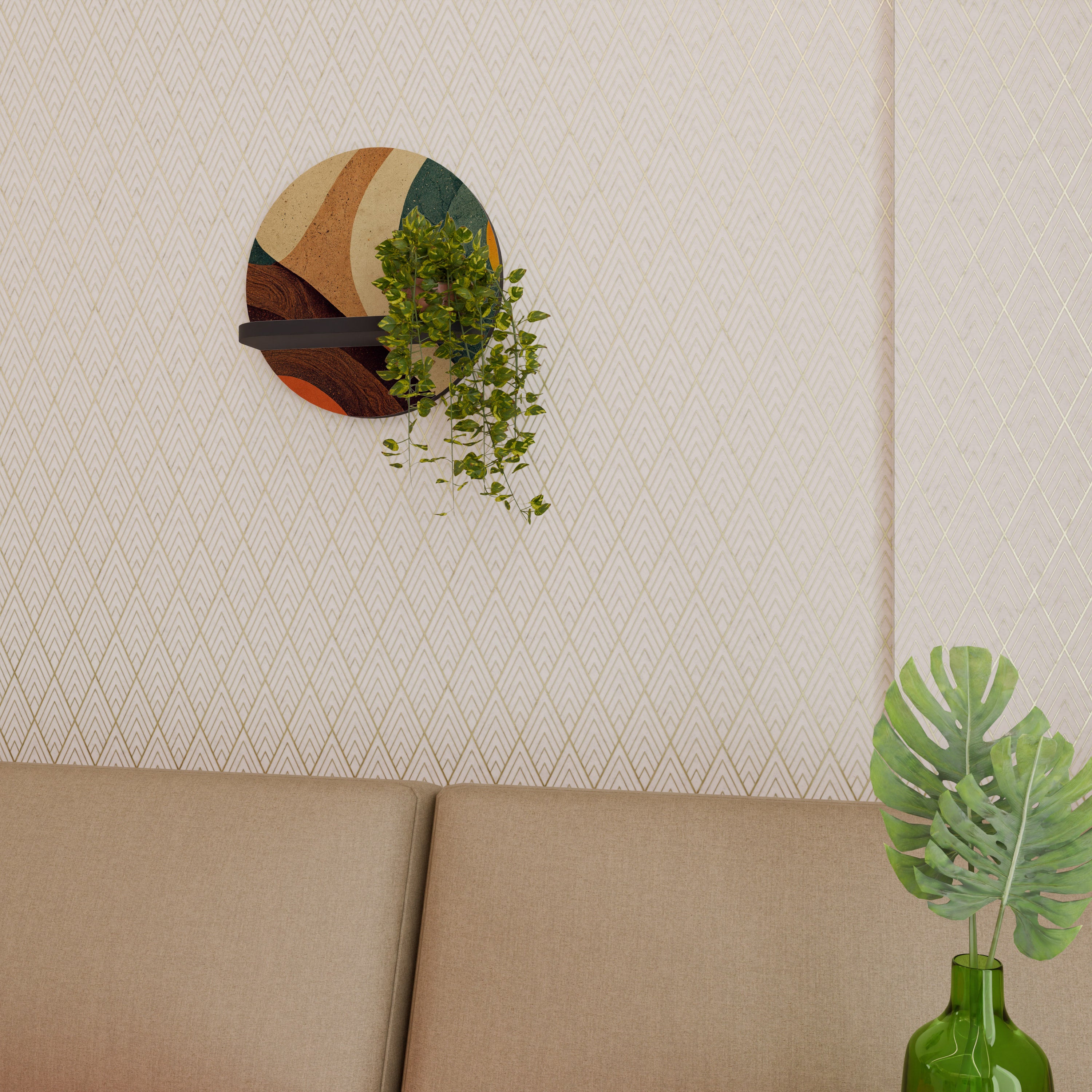 COLORFUL STRANDS Półka okrągła Czarna