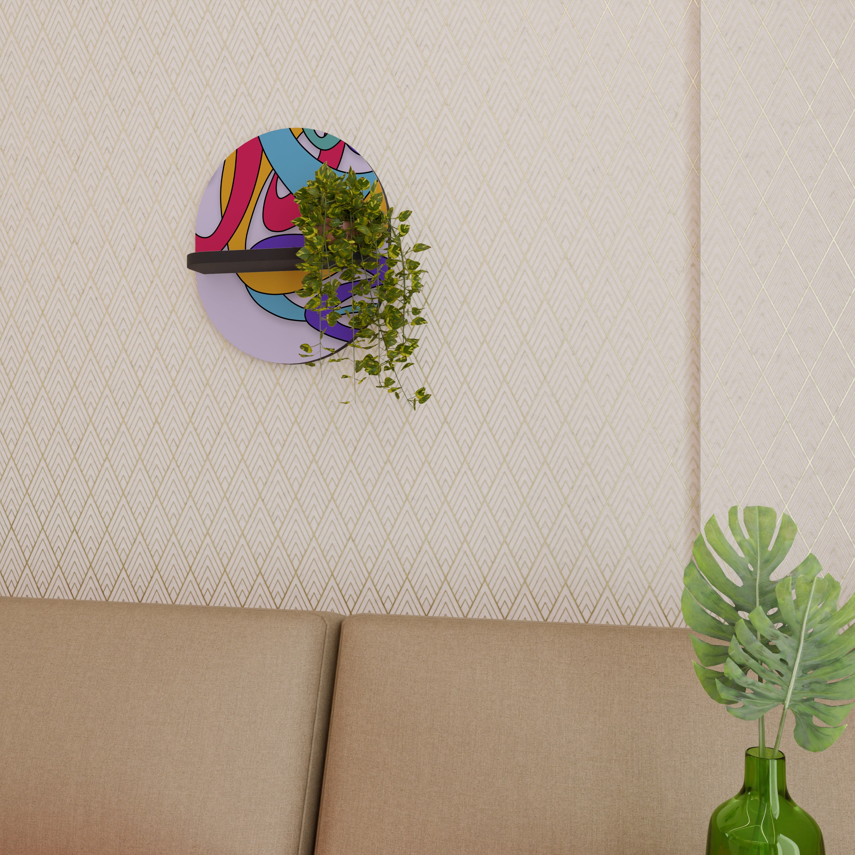 COLOR STREAM Półka owalna Czarna