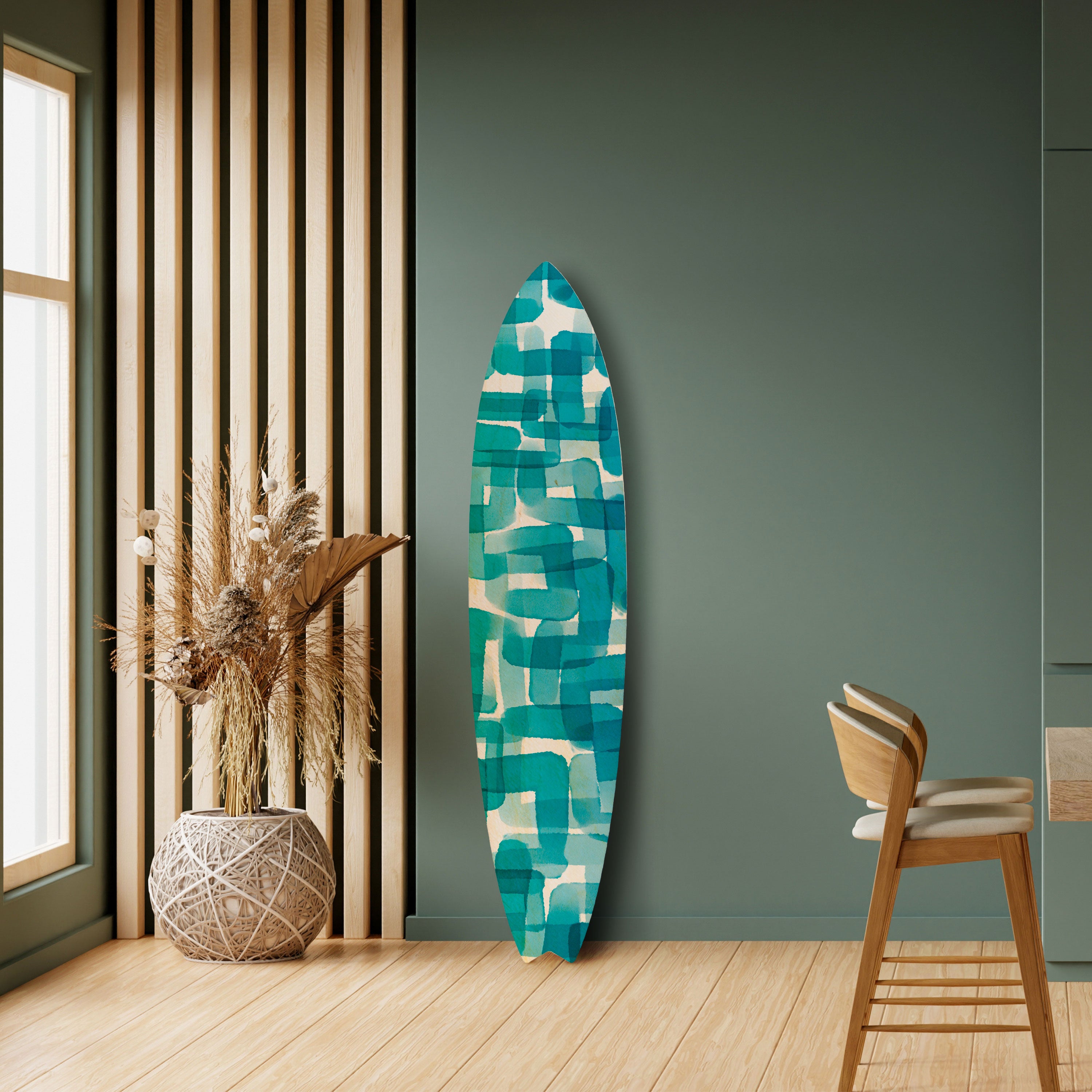 TURQUOISE RECTANGLES Dekoracyjna deska surfingowa