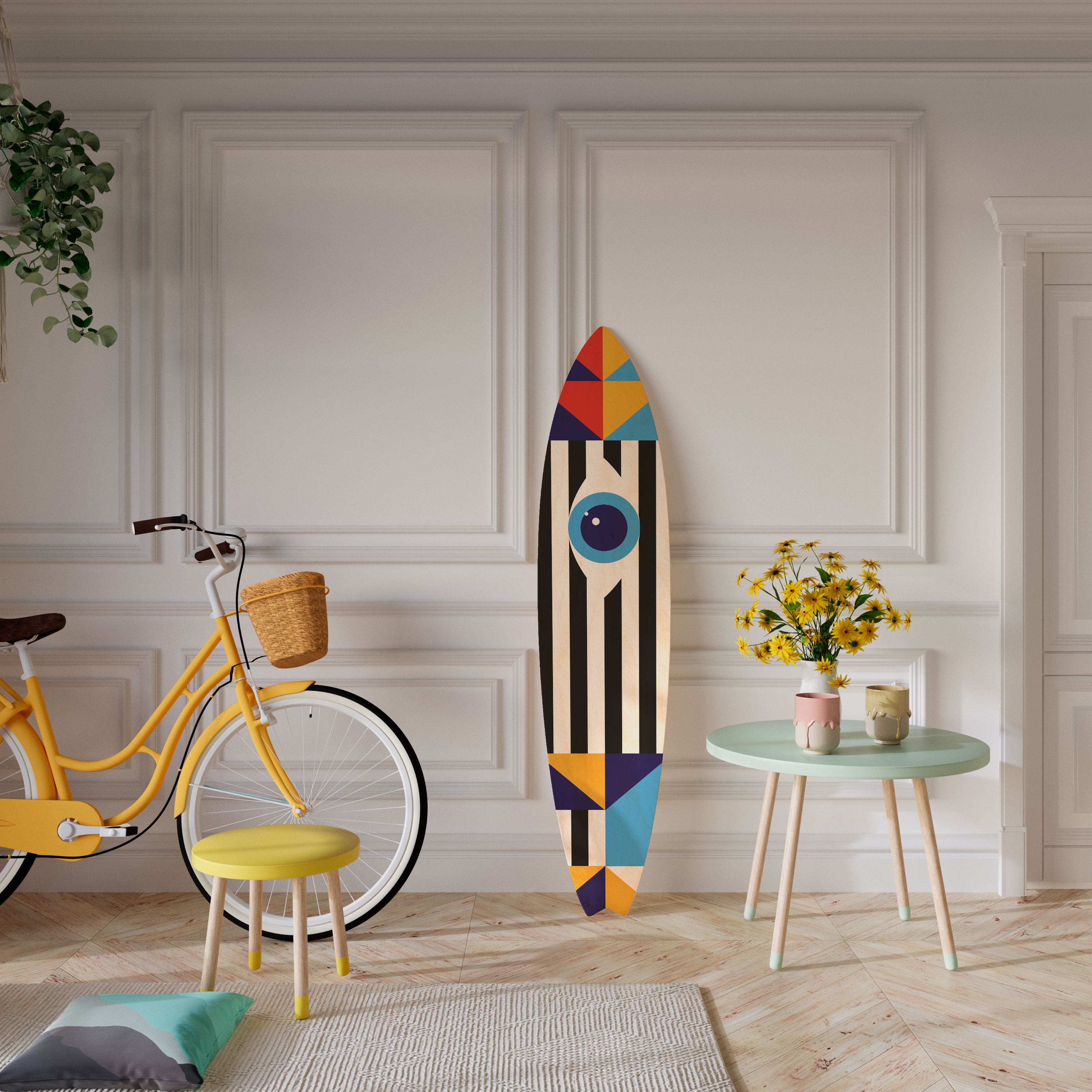 ABSTRACTION AND GEOMETRY Dekoracyjna deska surfingowa