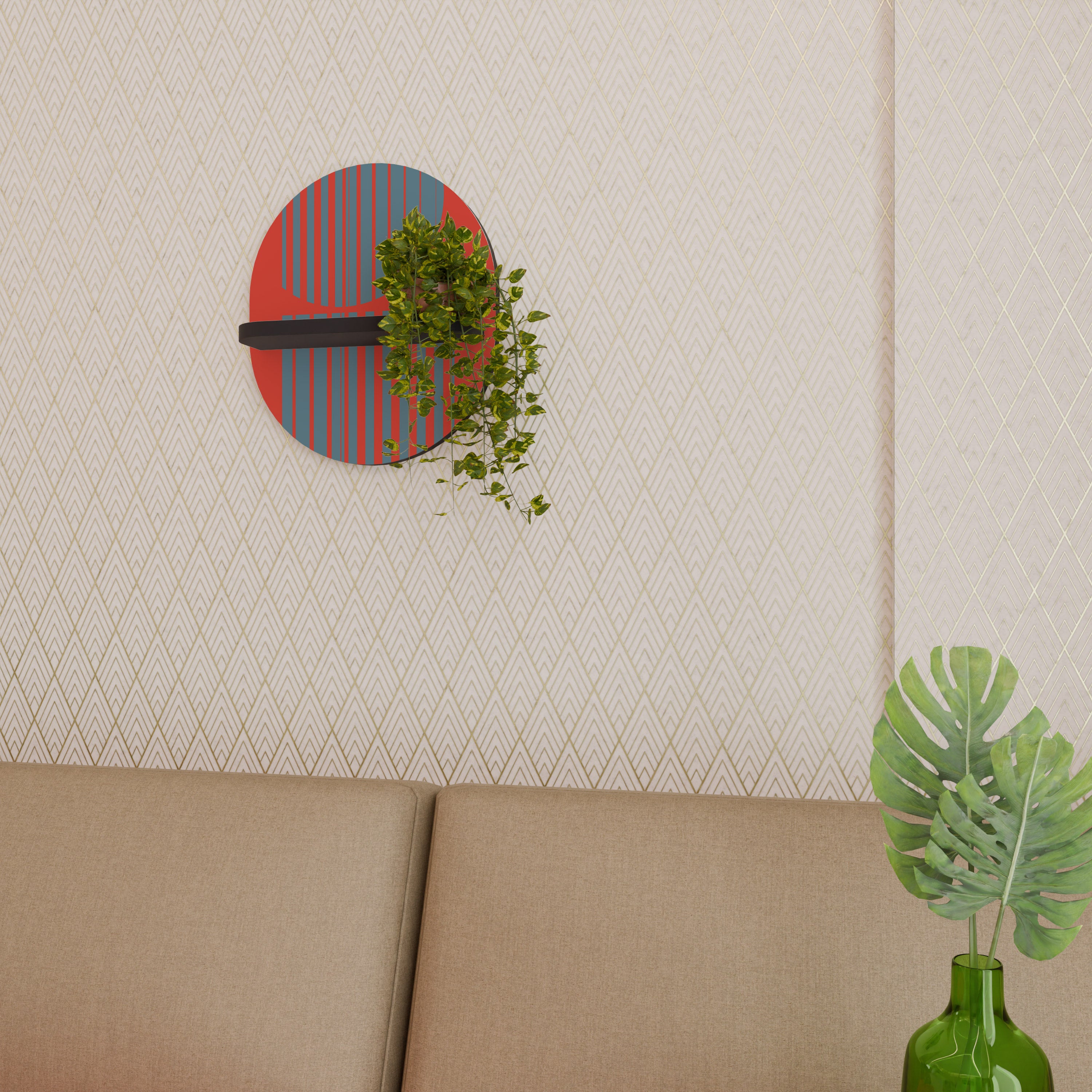 RISING GEOMETRY STARS Półka owalna Czarna