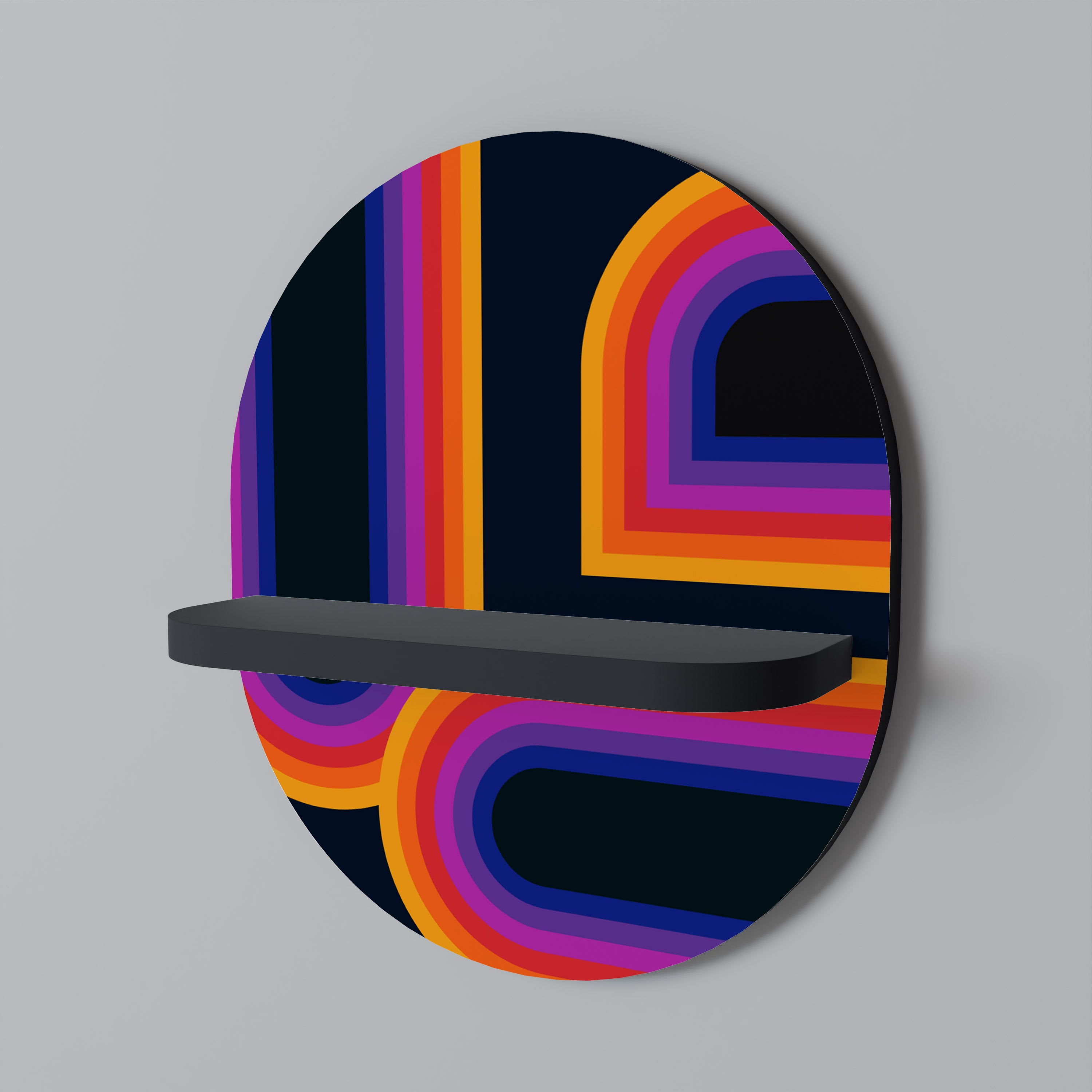 BLINDED BY THE LIGHTS Półka owalna Czarna