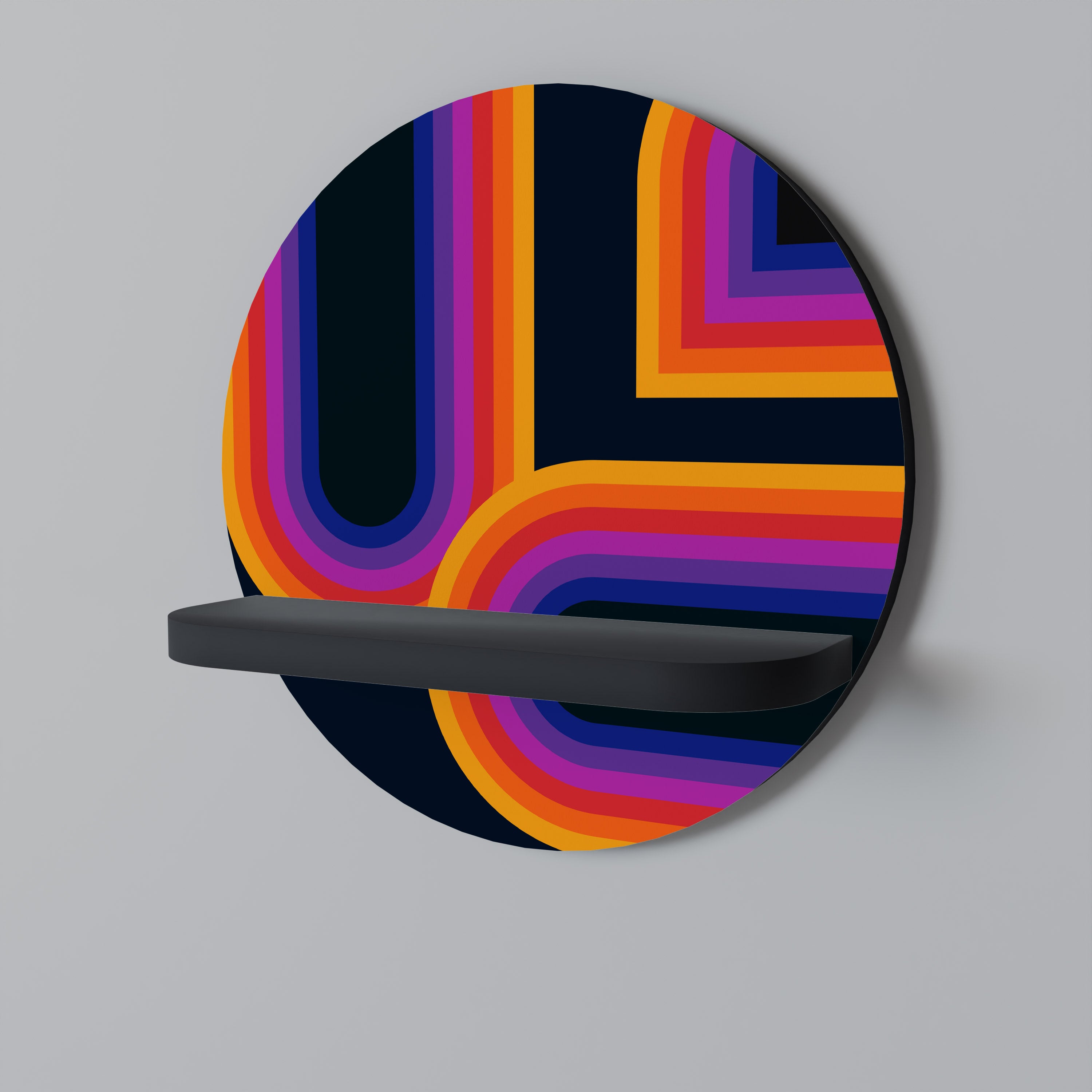 BLINDED BY THE LIGHTS Półka okrągła Czarna