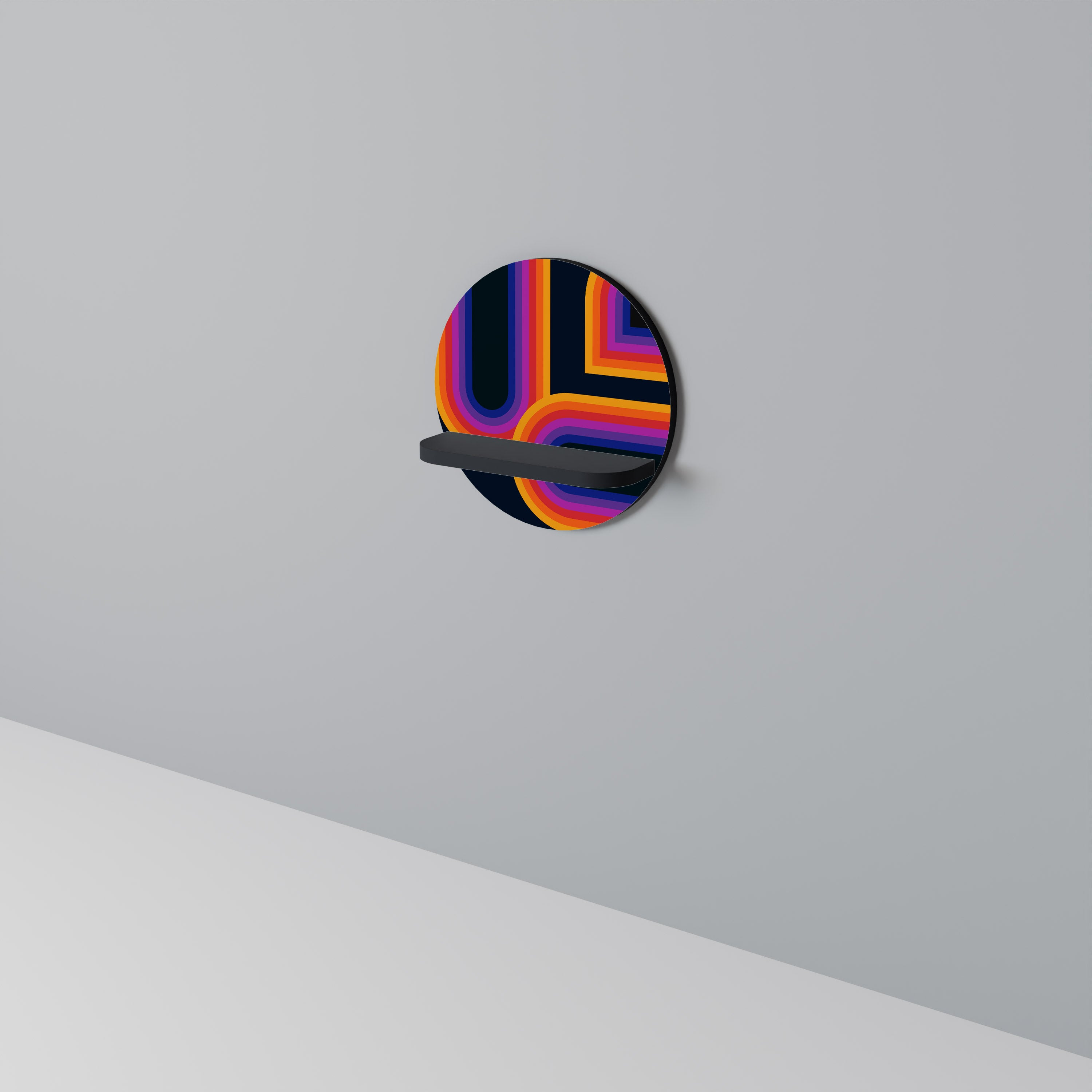 BLINDED BY THE LIGHTS Półka okrągła Czarna