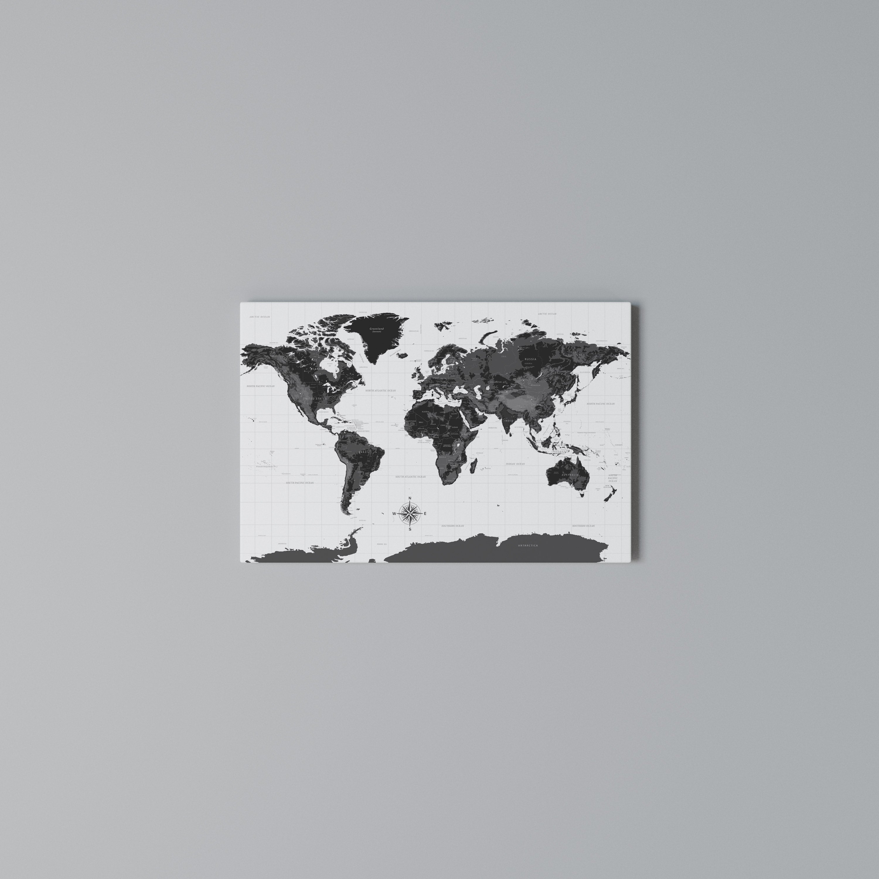 MONOCHROME EARTH MAP Poziomy obraz na płótnie