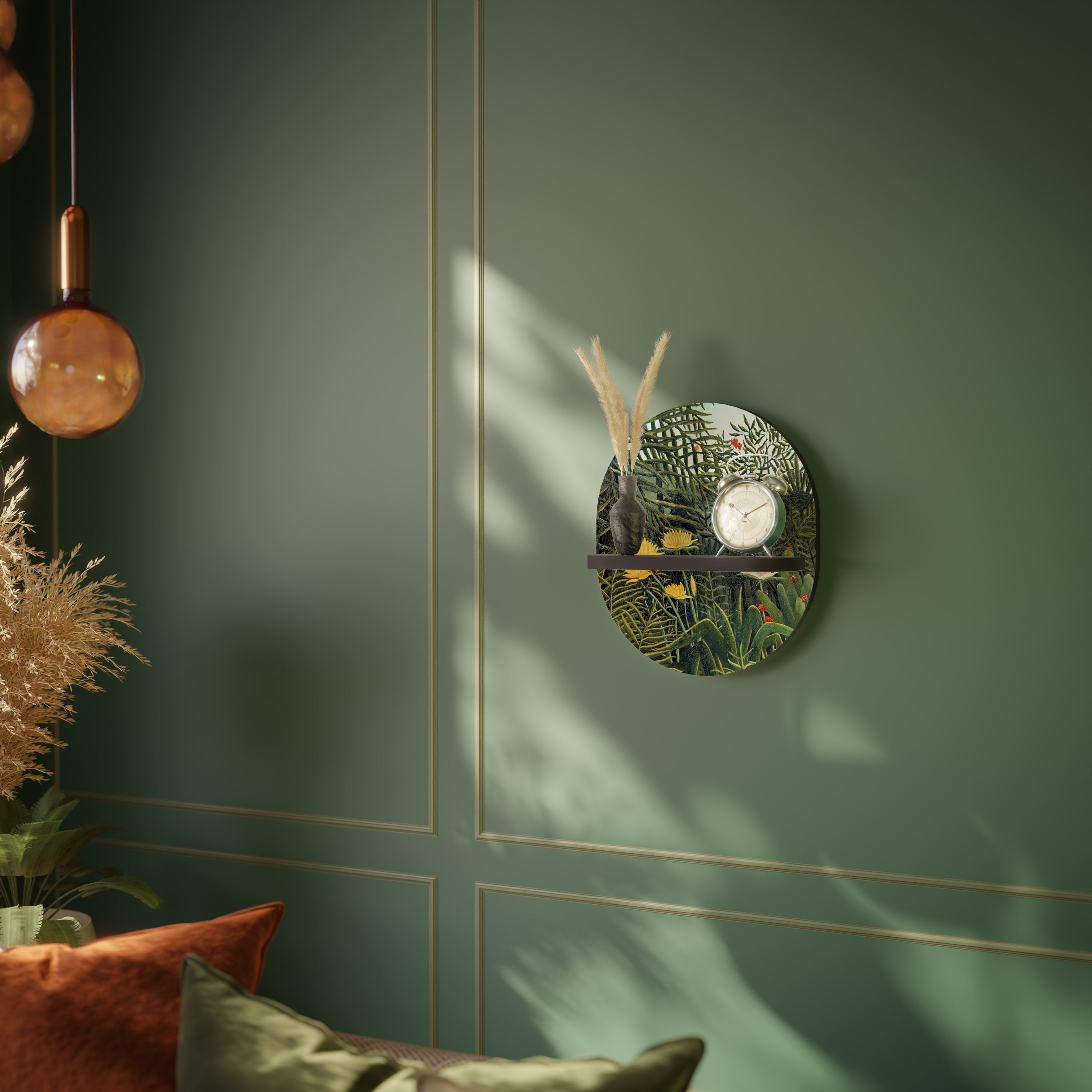 VIRGIN FOREST WITH SUNSET Półka owalna Czarna