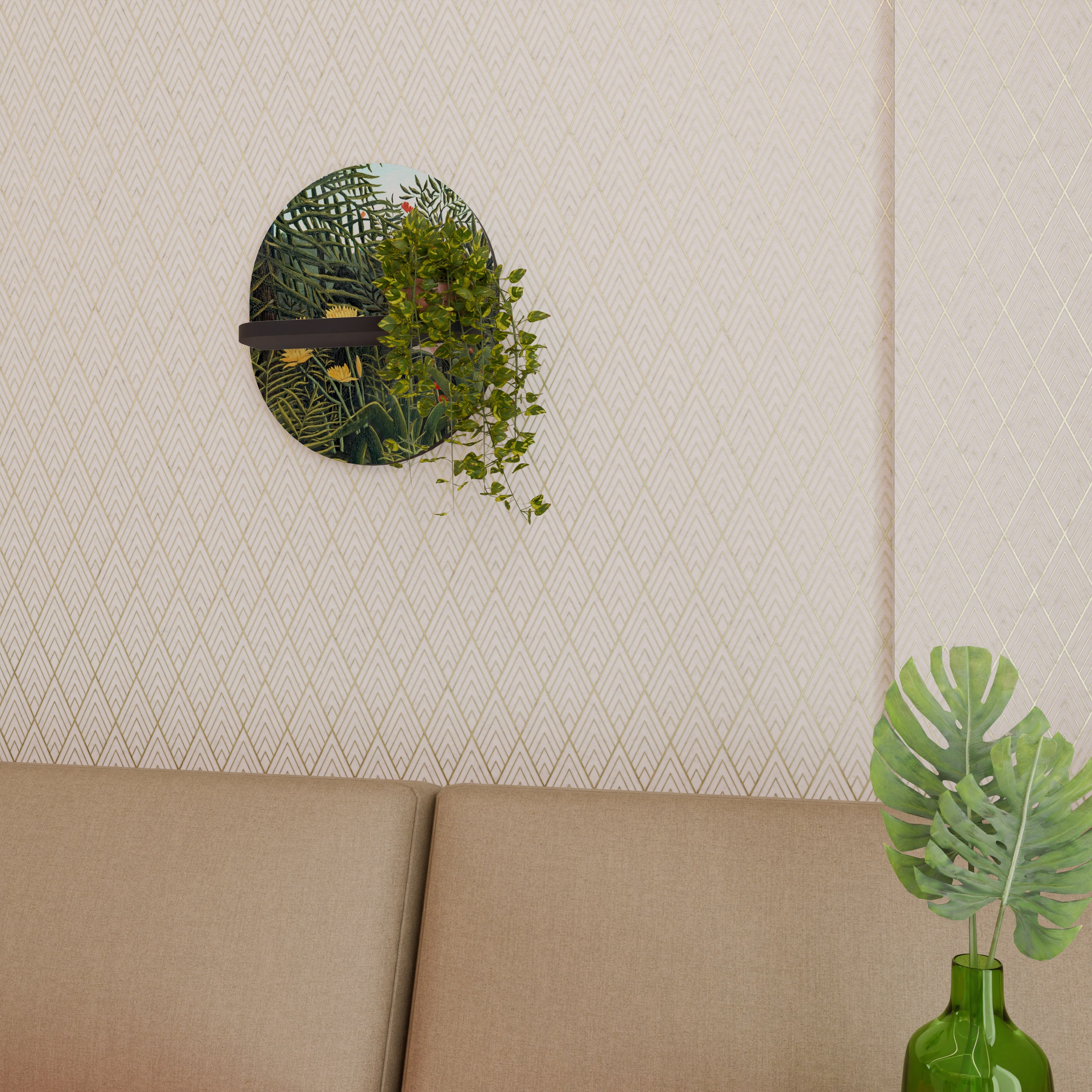 VIRGIN FOREST WITH SUNSET Półka owalna Czarna