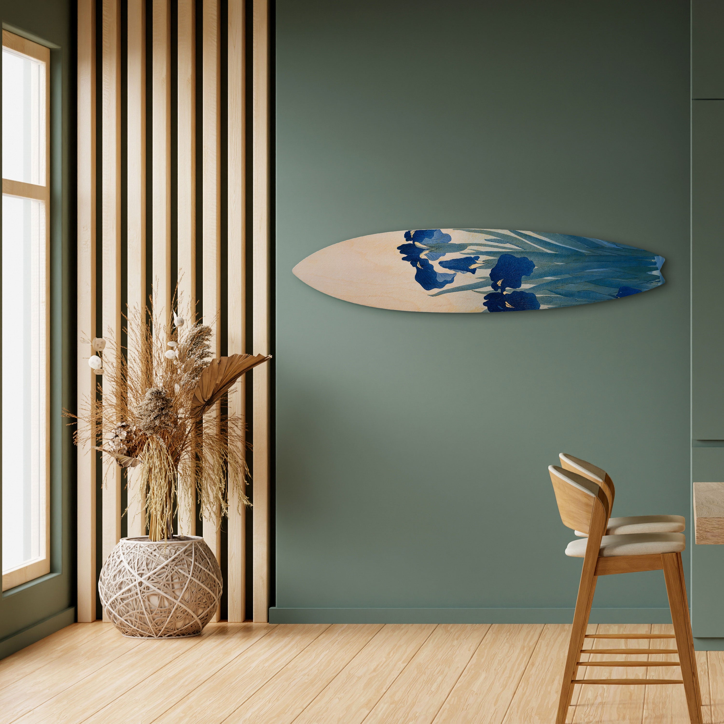 BLUE FLORAL RIDE Dekoracyjna deska surfingowa