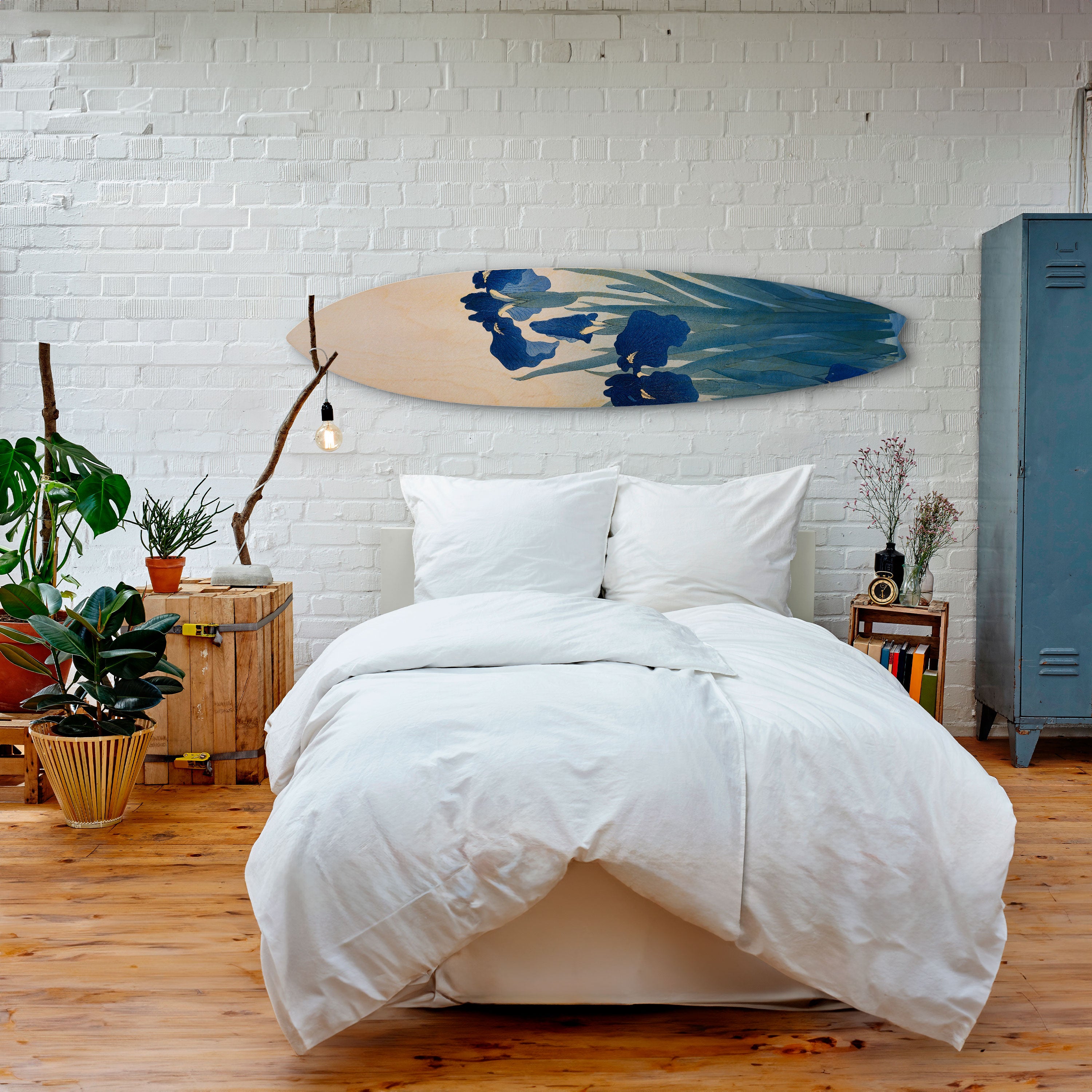 BLUE FLORAL RIDE Dekoracyjna deska surfingowa