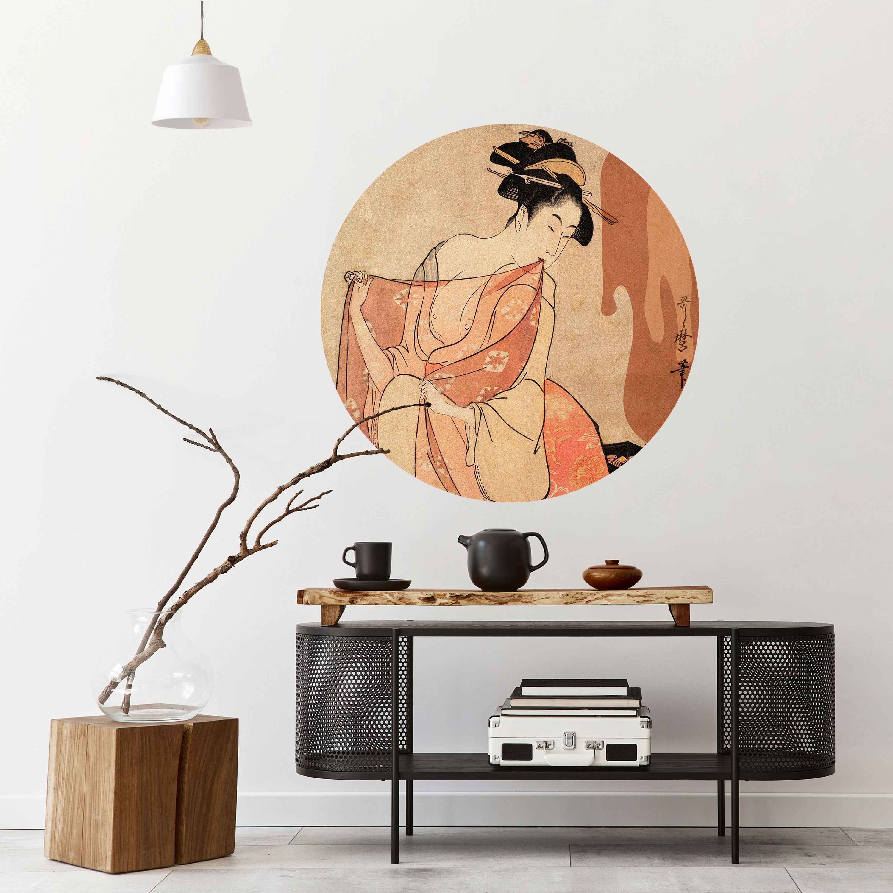 WOMAN, CAT AND EXTRA BROWN Naklejka okrągła