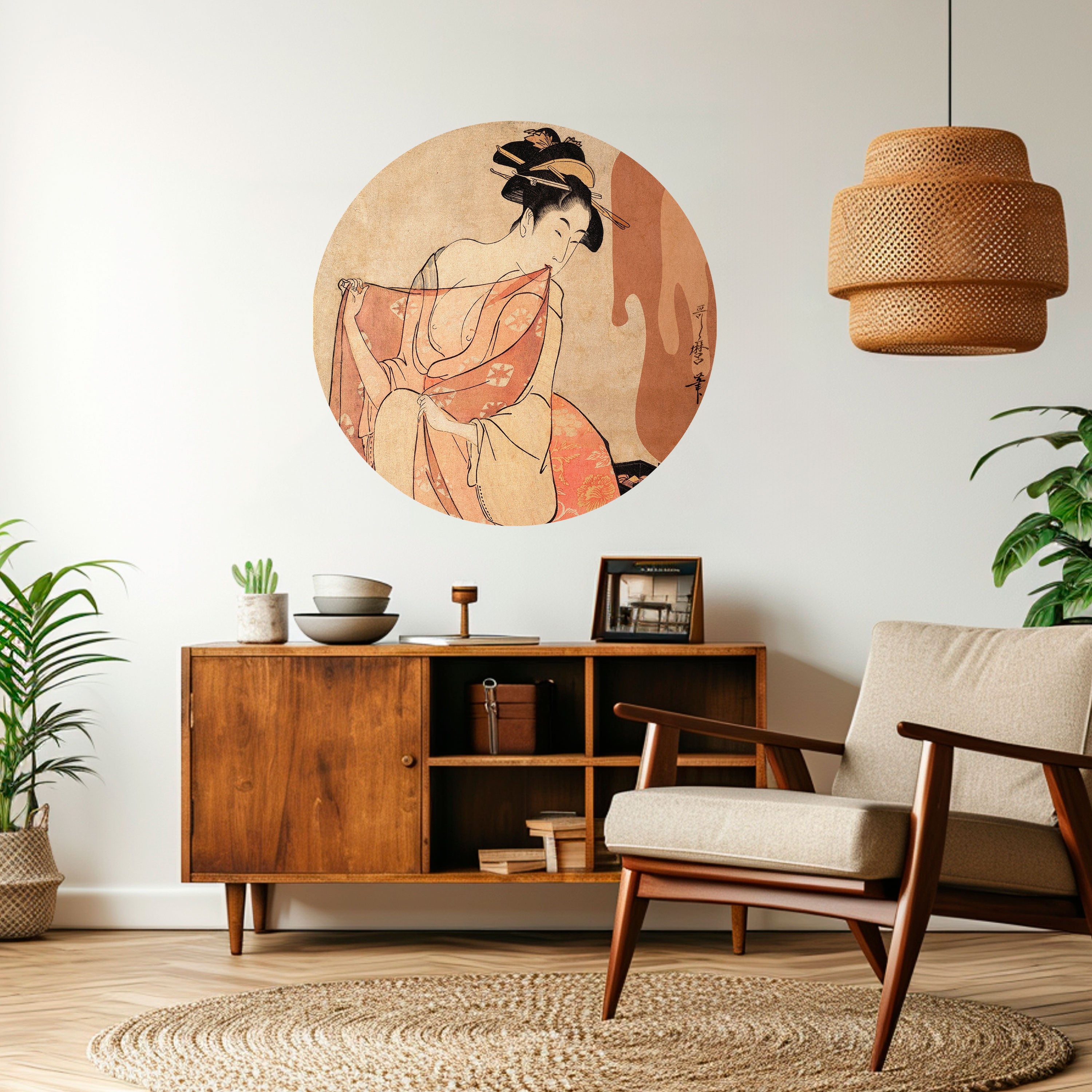 WOMAN, CAT AND EXTRA BROWN Naklejka okrągła