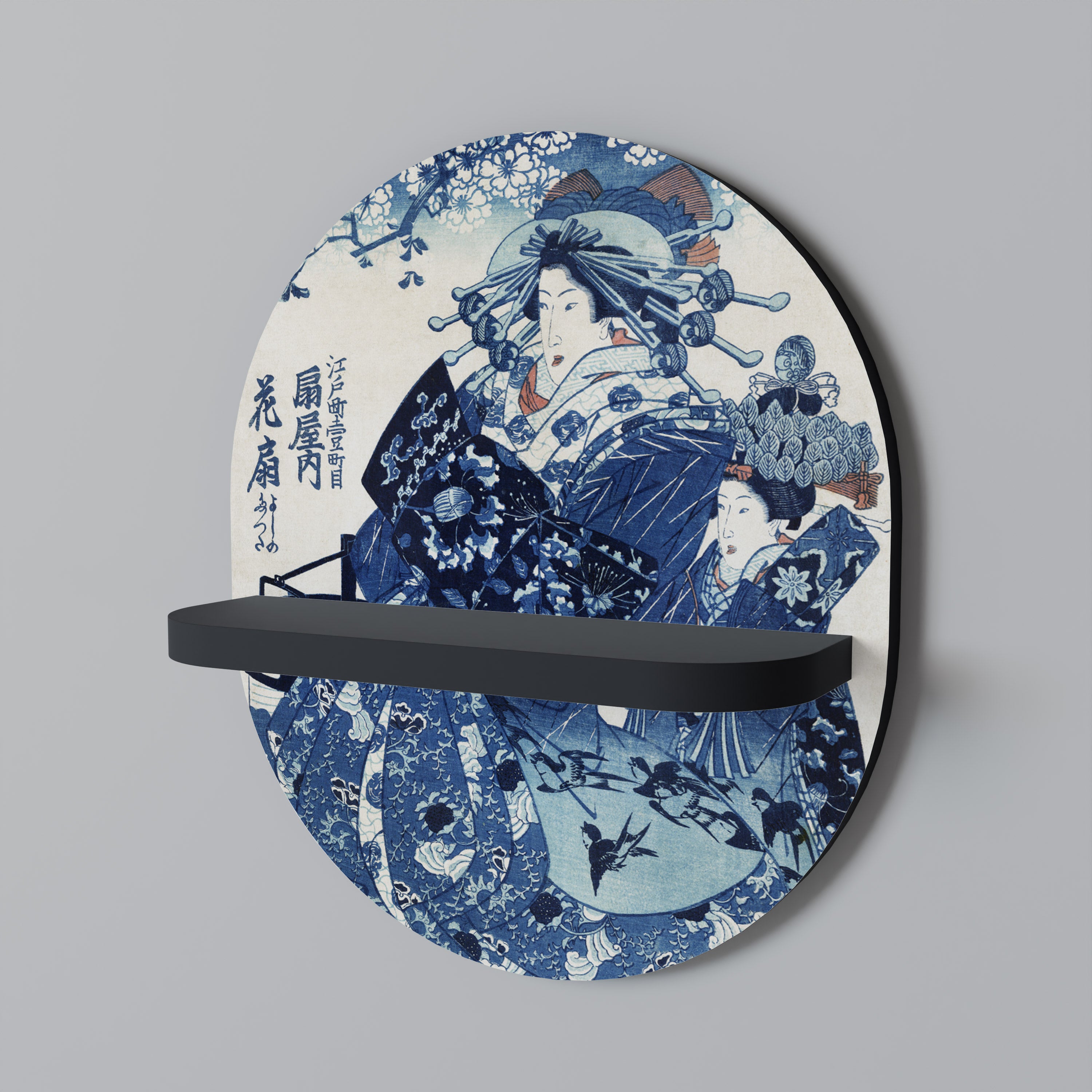 JAPANESE WOMAN Półka owalna Czarna