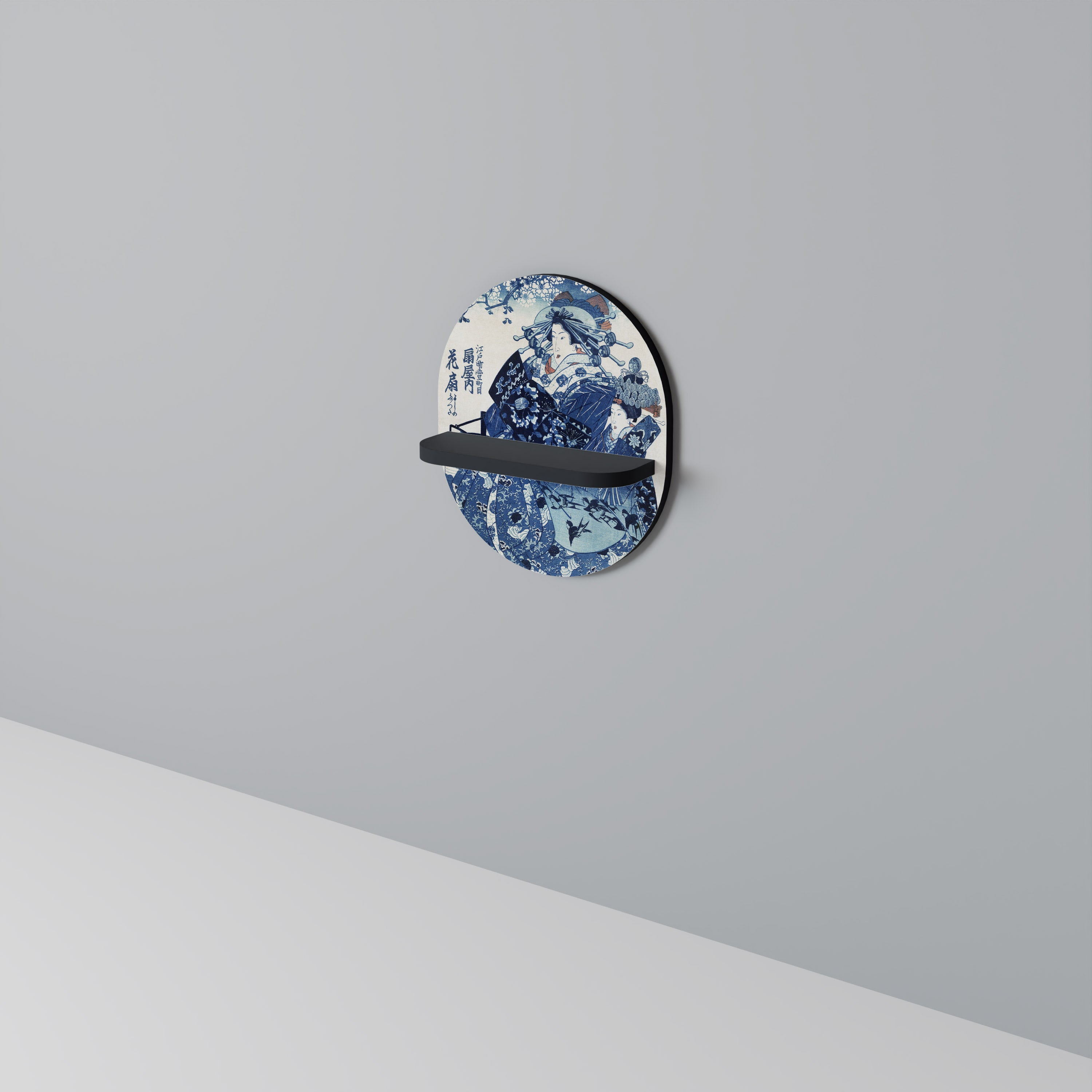 JAPANESE WOMAN Półka owalna Czarna