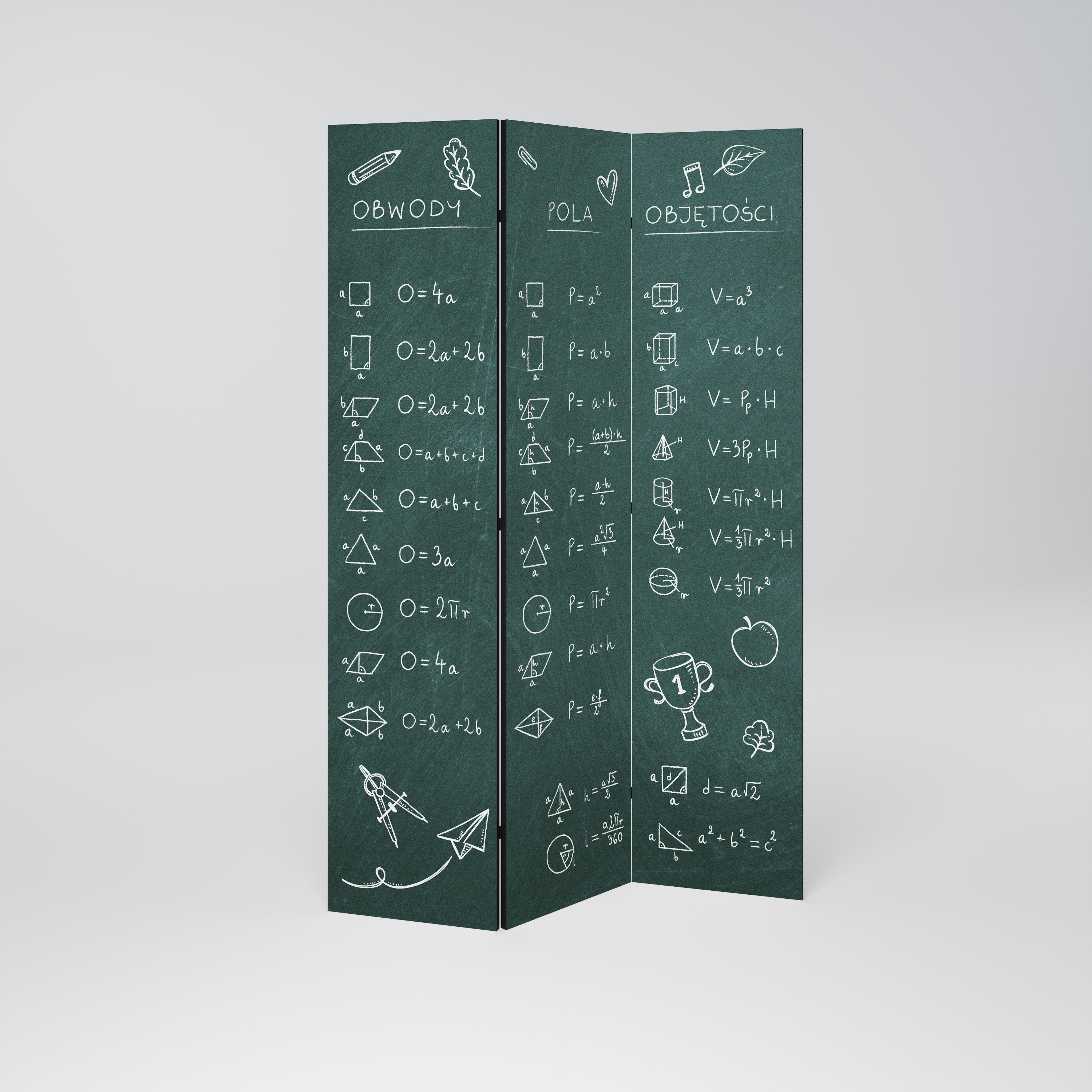 MATH LESSON Dekoracyjny parawan 3-skrzydłowy