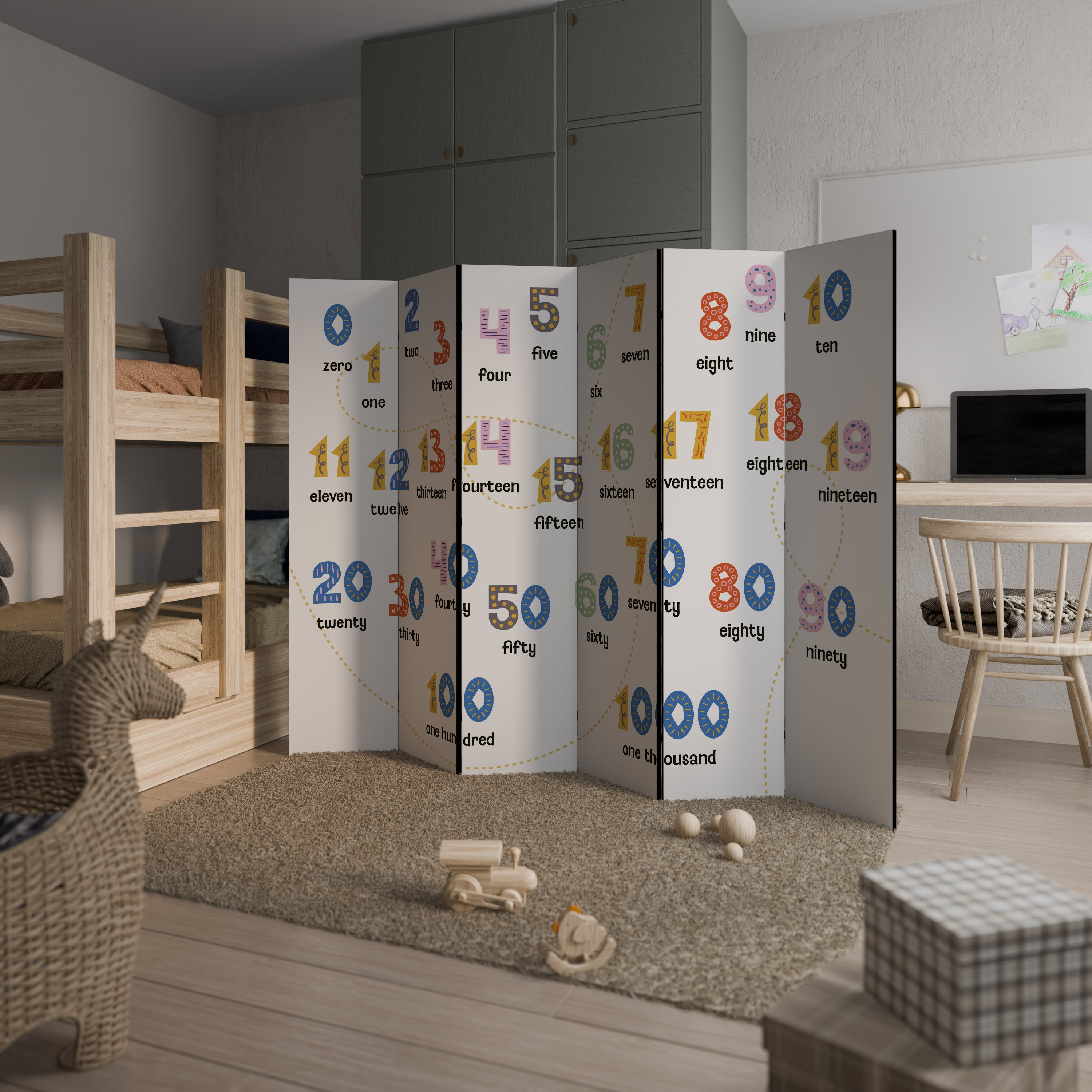 COUNTING LESSON Dekoracyjny parawan 6-skrzydłowy