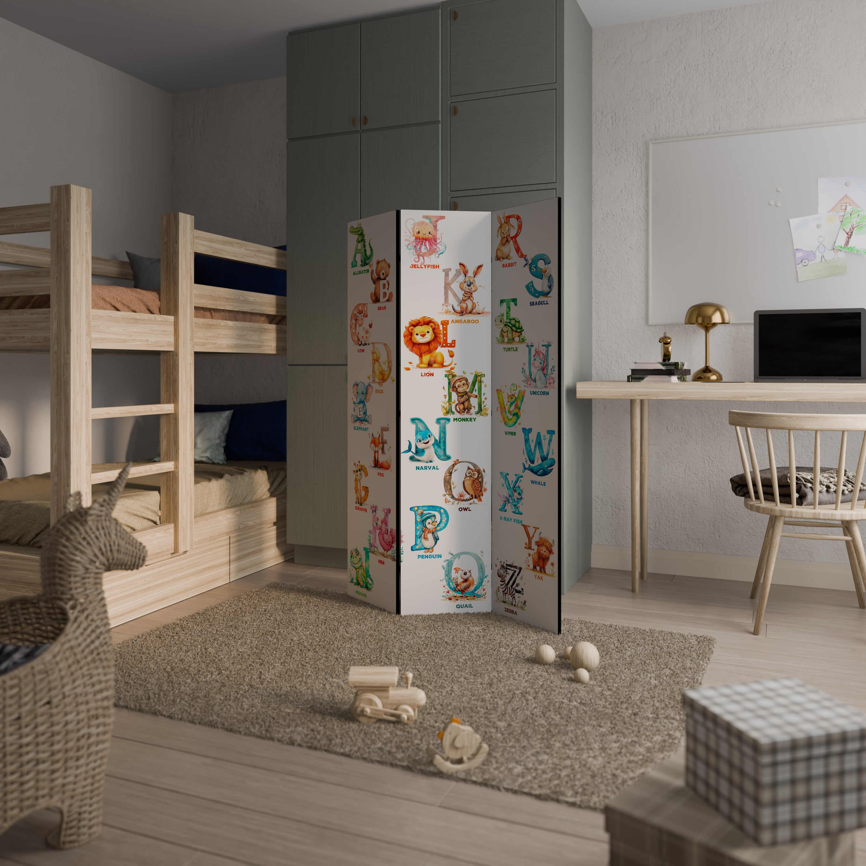 JOYFUL LETTERS Dekoracyjny parawan 3-skrzydłowy