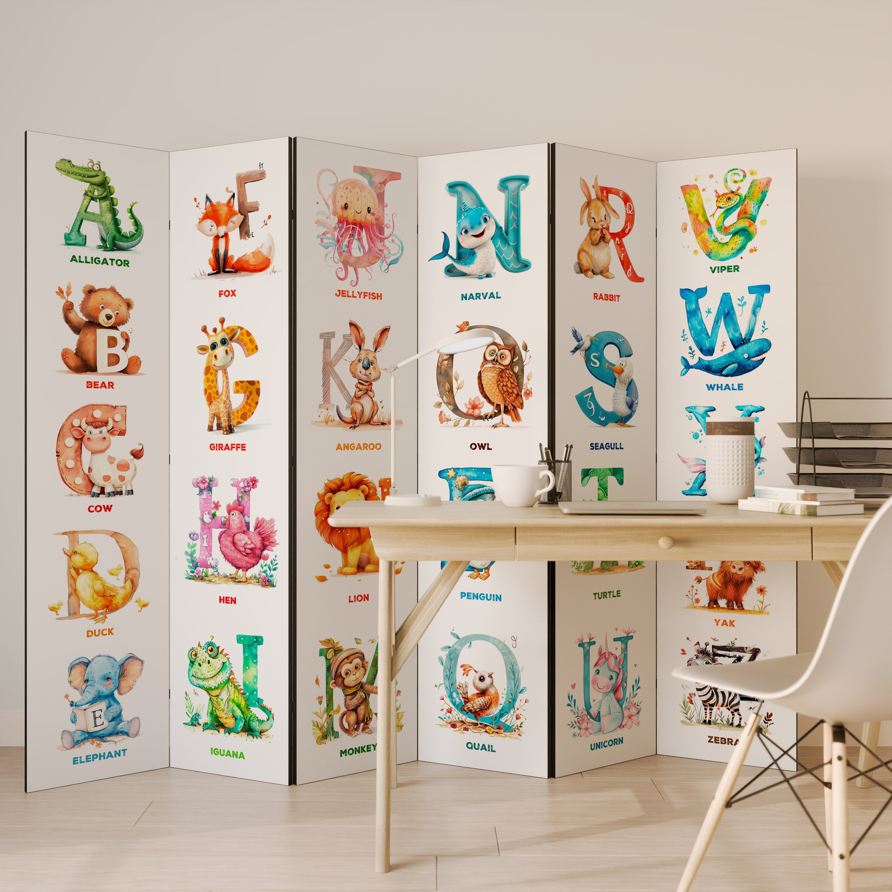 JOYFUL LETTERS Dekoracyjny parawan 6-skrzydłowy