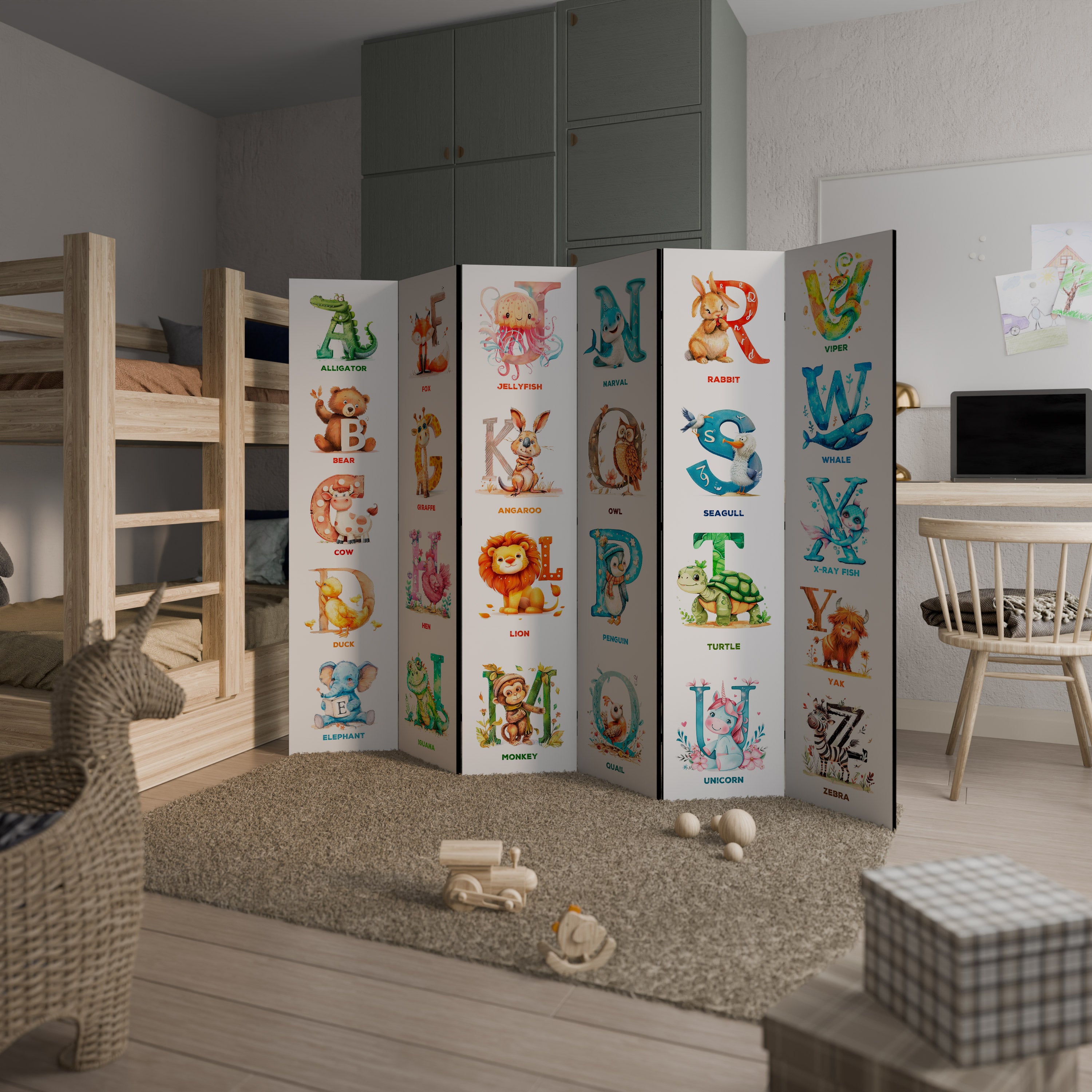 JOYFUL LETTERS Dekoracyjny parawan 6-skrzydłowy