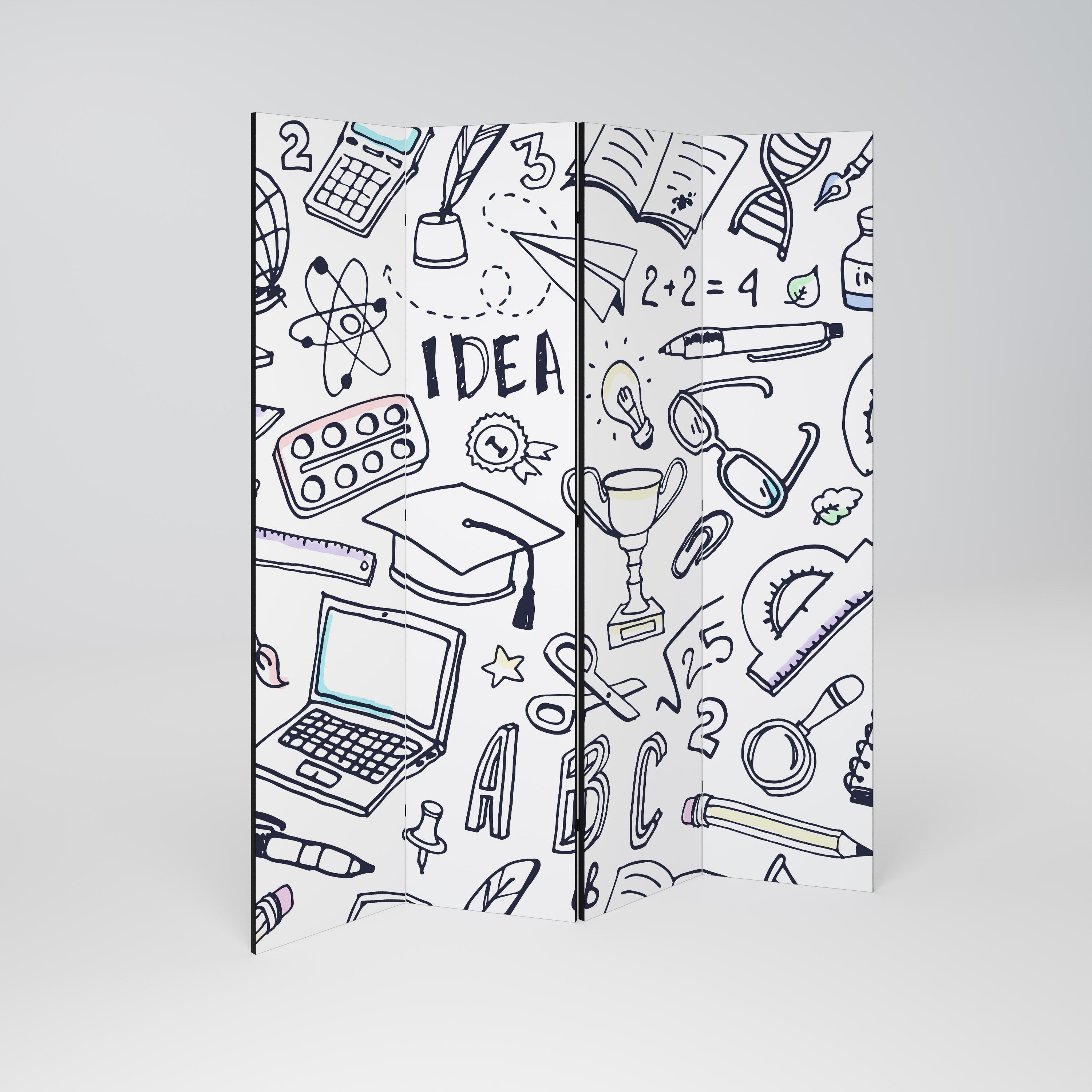 SCHOOL STUFF Dekoracyjny parawan 4-skrzydłowy