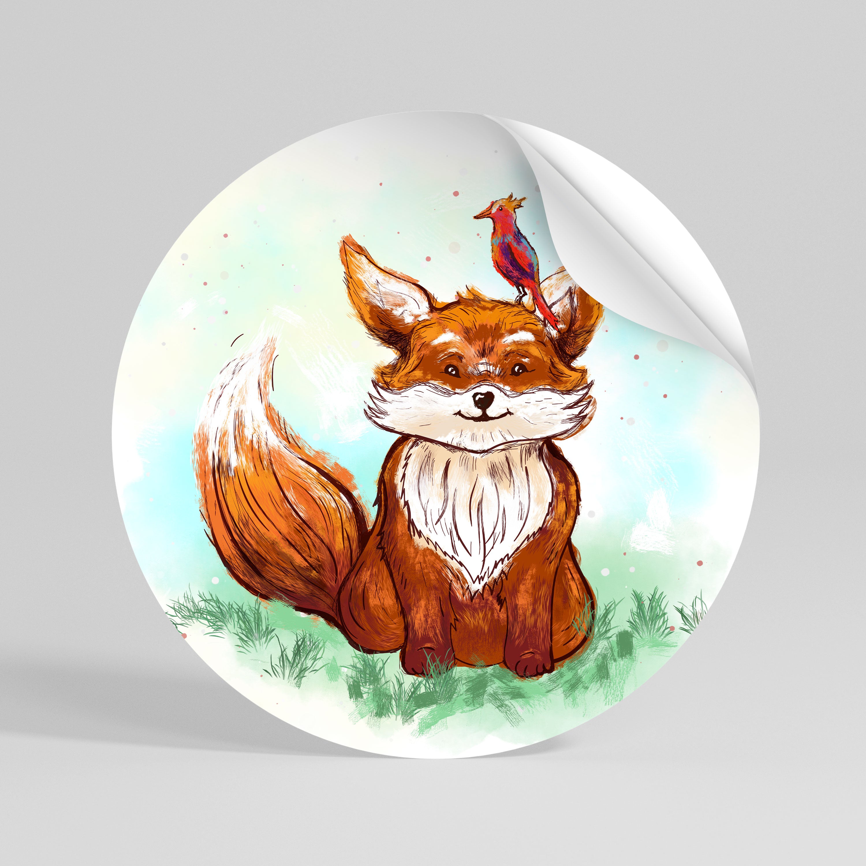 FOX FRIENDS Naklejka - okrągła
