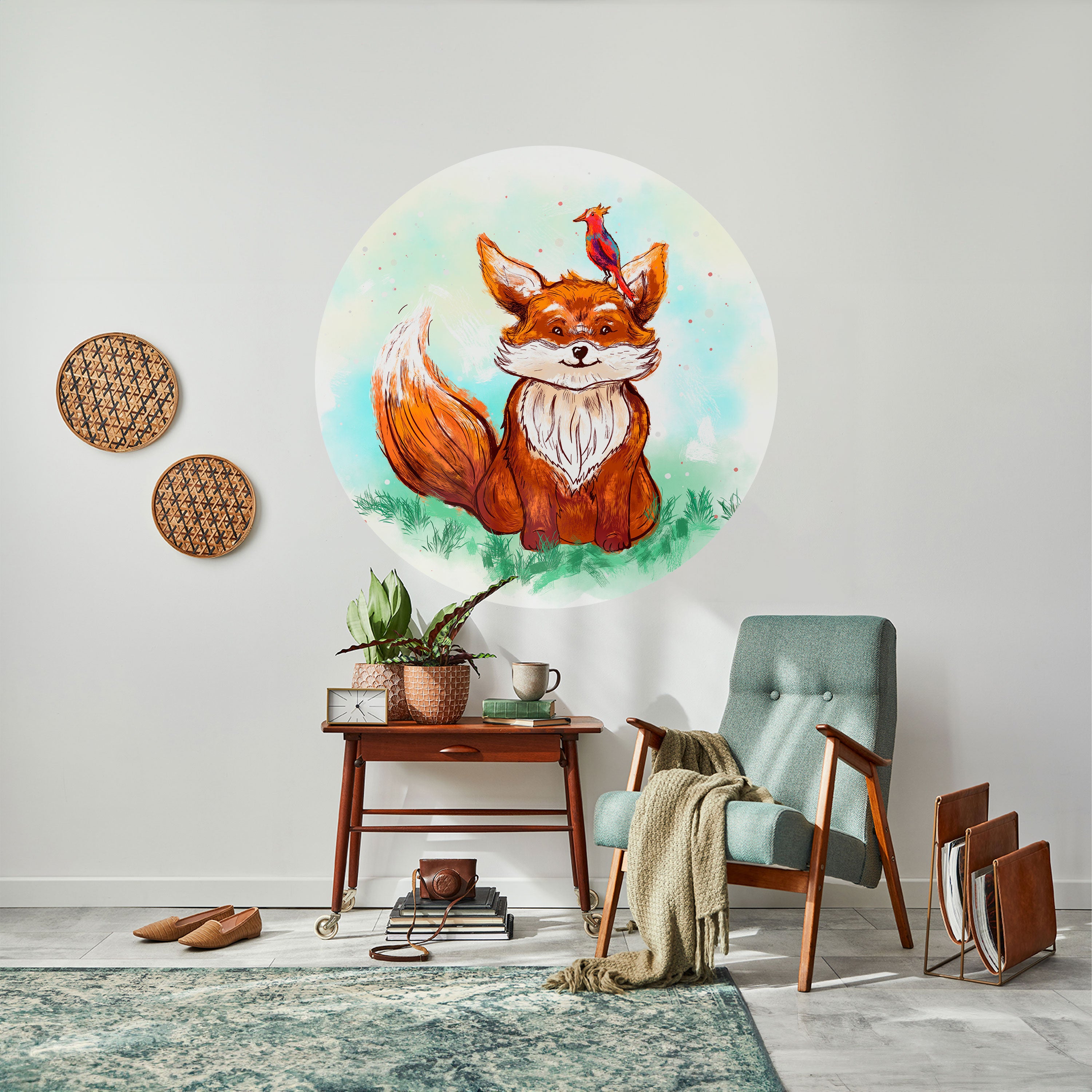 FOX FRIENDS Naklejka okrągła