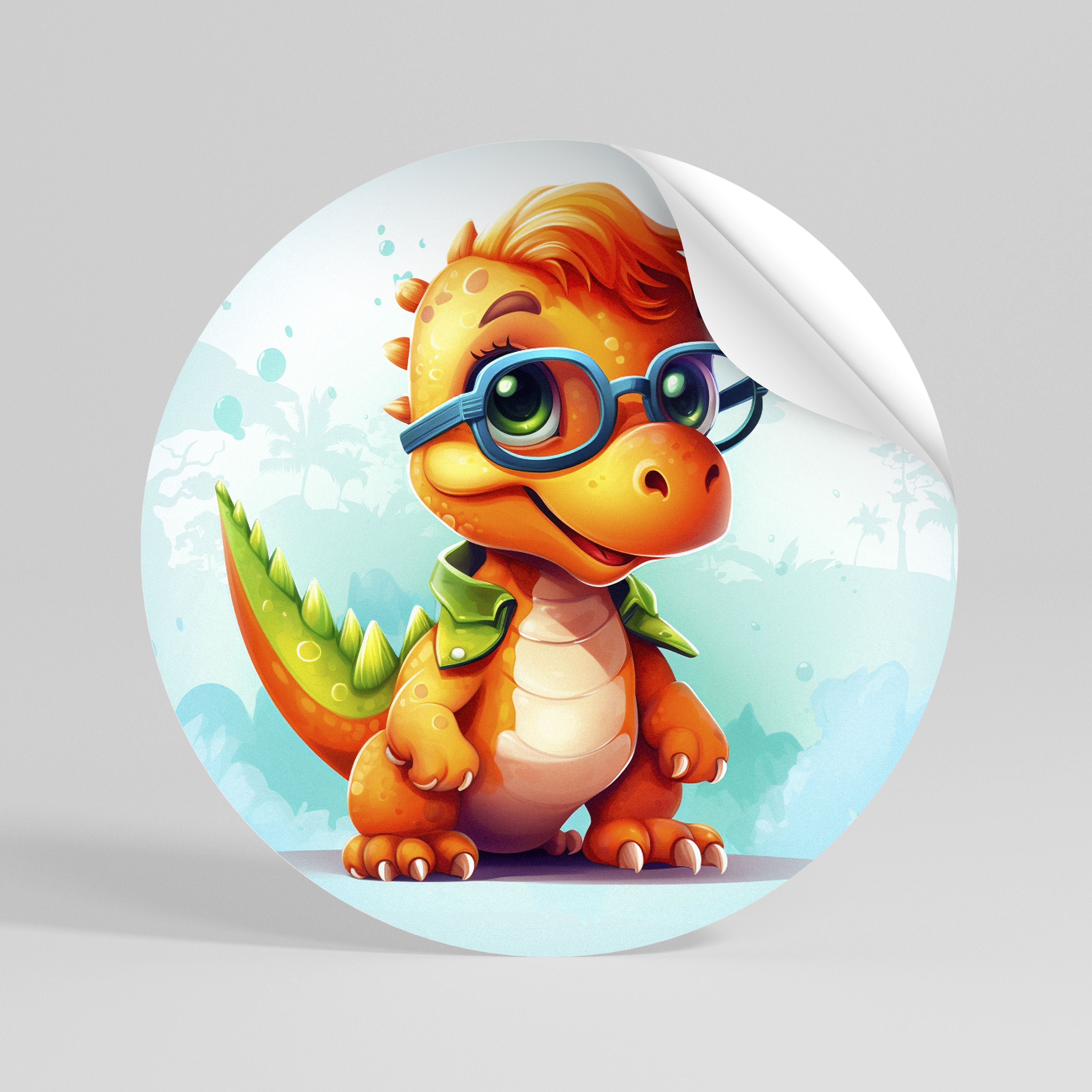KIDDOSAURUS REX Naklejka - okrągła