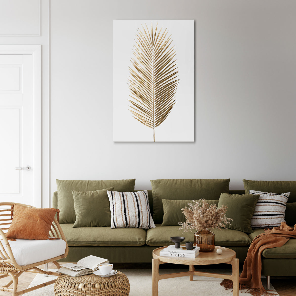 GOLDEN PALM ELEGANCE Pionowy obraz na płótnie