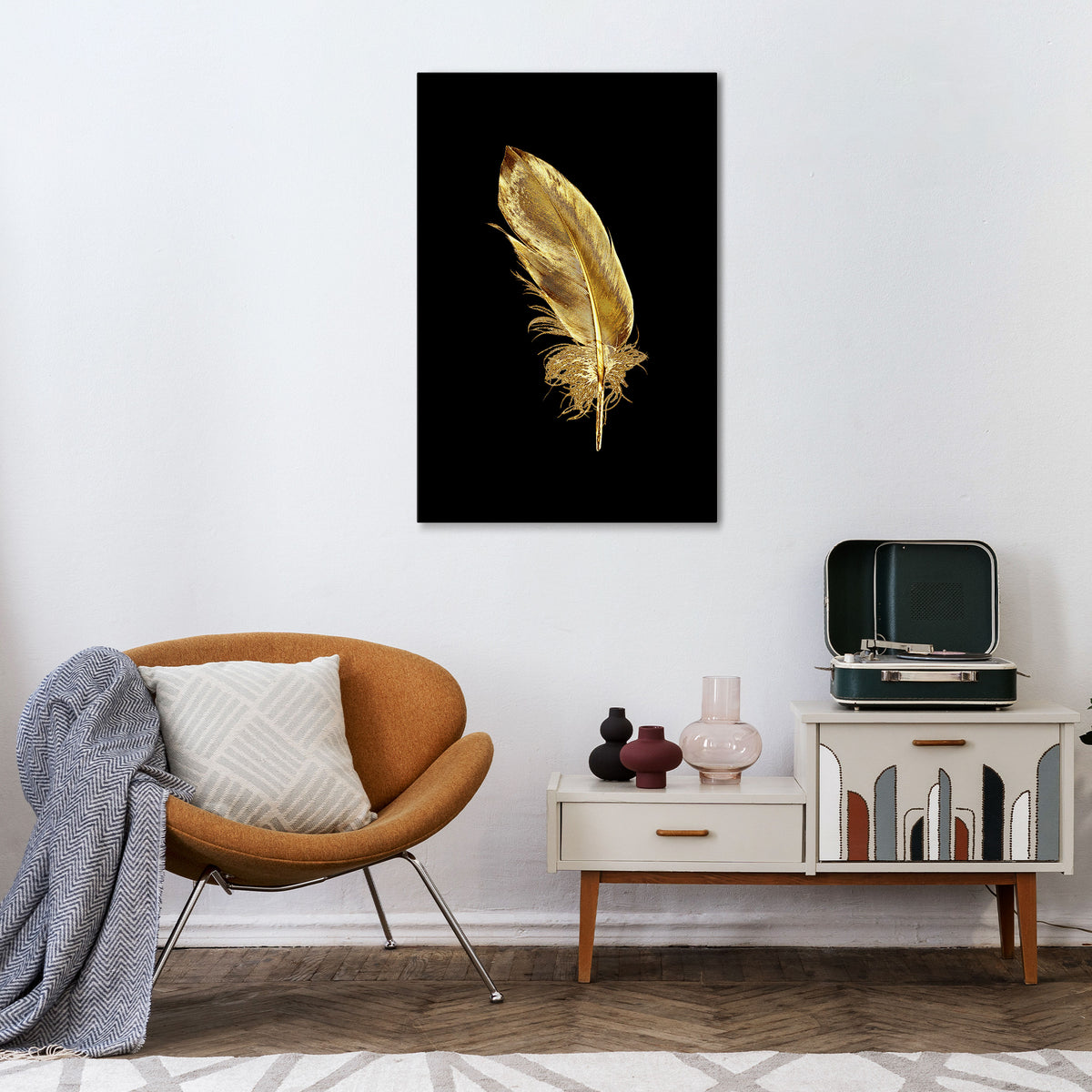 SHIMMERING FEATHER GRACE Pionowy obraz na płótnie