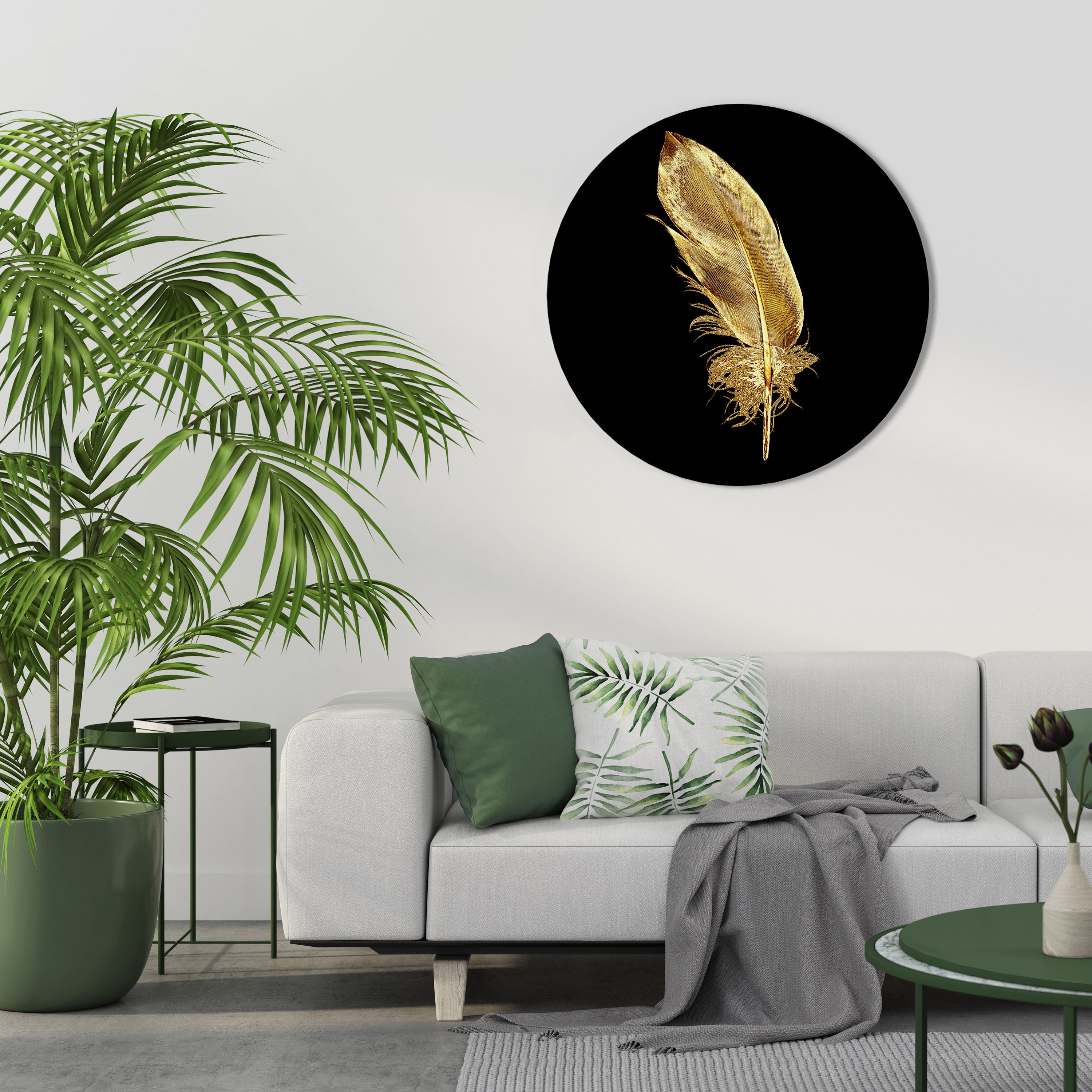 SHIMMERING FEATHER GRACE Obraz okrągły
