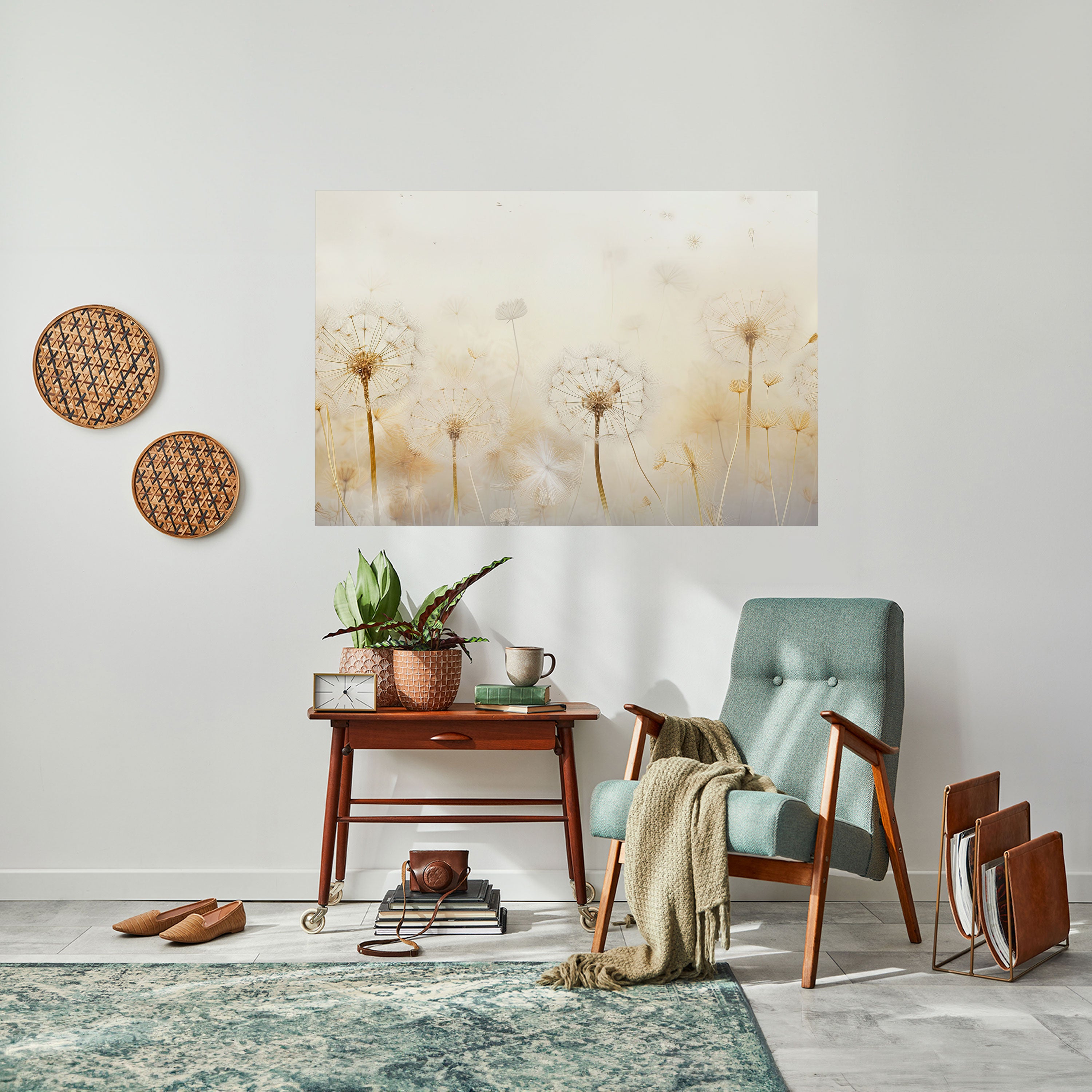 DREAMY DANDELION FIELDS Naklejka/Plakat poziomy