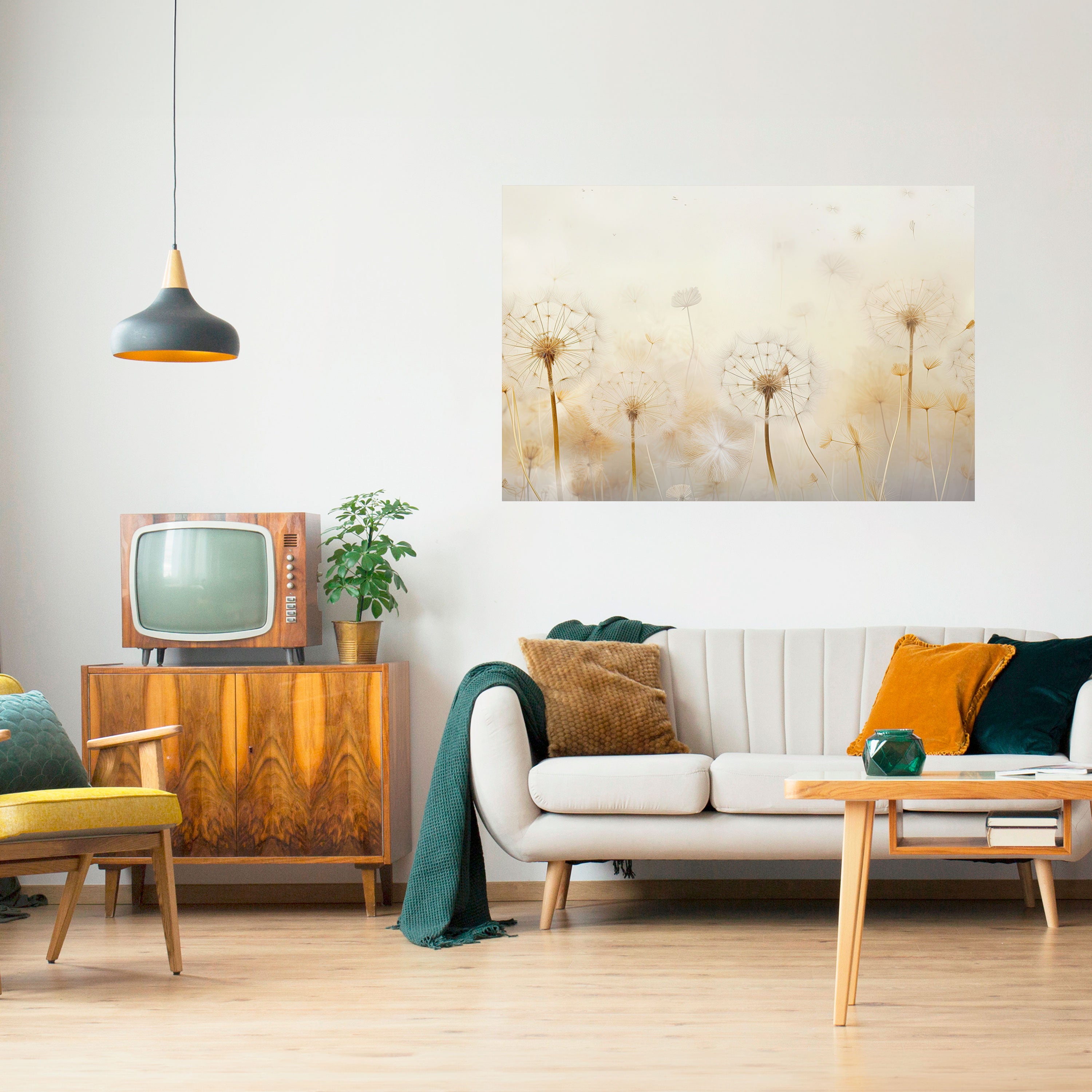 DREAMY DANDELION FIELDS Naklejka/Plakat poziomy