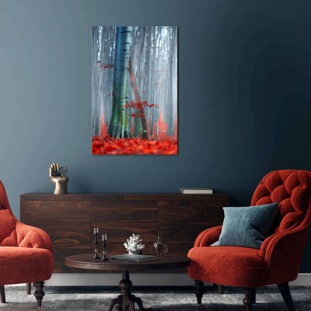 TRANQUIL RED ELEGANCE Pionowy obraz na płótnie
