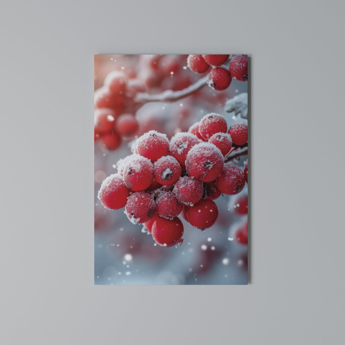 WINTER'S CRIMSON TREASURES Pionowy obraz na płótnie